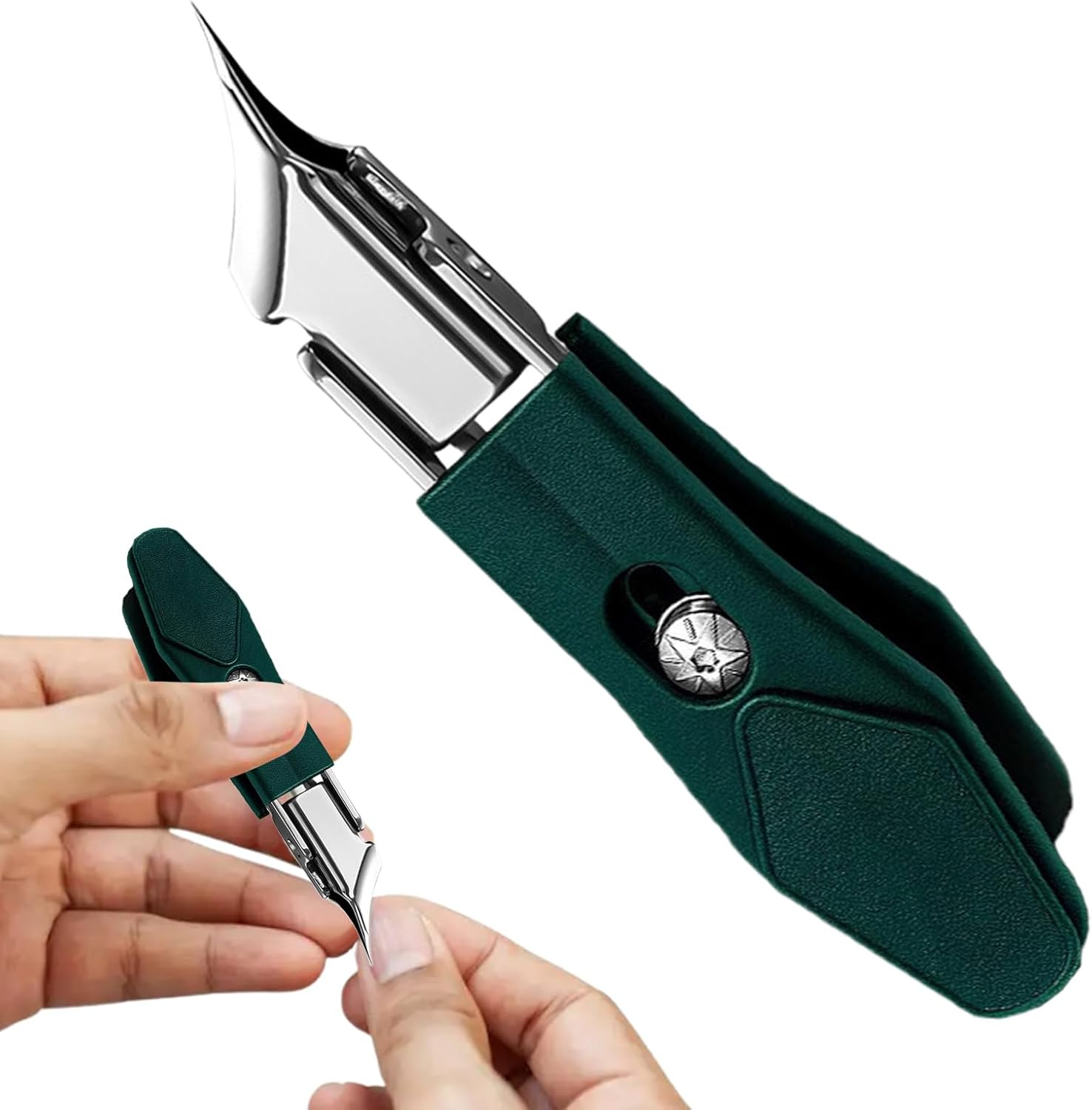 Apujent Slant Edge Nail Clippers,Thick Toenail Cutter - Precision Nail Clippers with Anti-Slip Grip for Salon Manicure Pedicure Home Travel Tool Women Seniors Kids