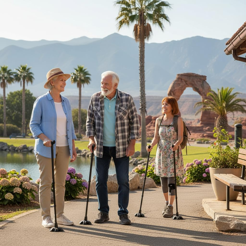 Self-Standing Cane Tip with 6 Anti-Slip Feet, Universal 3/4 Inch Replacement Base for Walking Canes, Reduces Wrist Fatigue and Prevents Falls image number 4