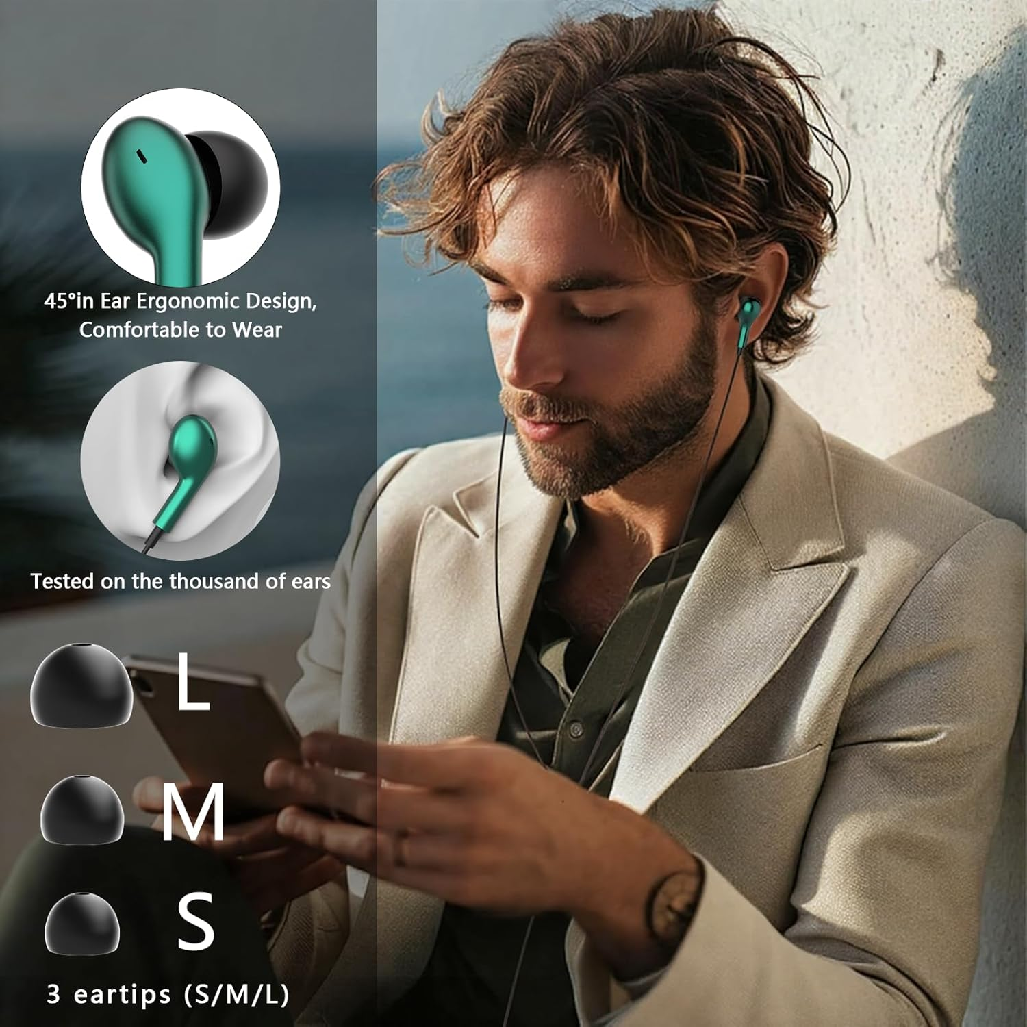 USB C Wired Headphones for Samsung Galaxy A56 A36 A26 A16 A06 A55 A54 A53 A35 A34 S25 S24 S23 S22 S21 Ultra 5G In-Ear Headset with Microphone for Iphone 17 16 15 Ipad Pro Air 5 6 7 Pixel 7 Pixel 78 9 image number 3