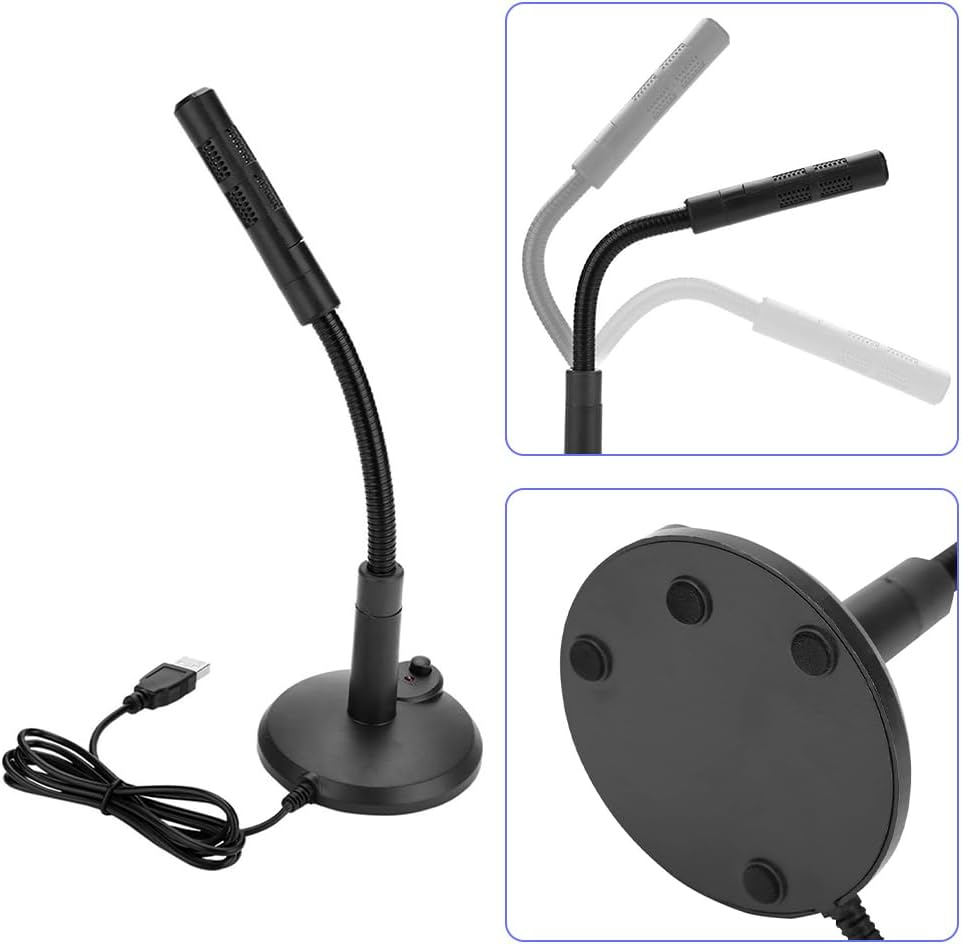 USB Computer Microphone with Mute Button, Desktop PC Condenser Mic Plug and Play with LED Indicator 360 Degree Rotation for Streaming Podcasting Vocal Recording Dictation Laptop Gaming Work Meeting image number 2
