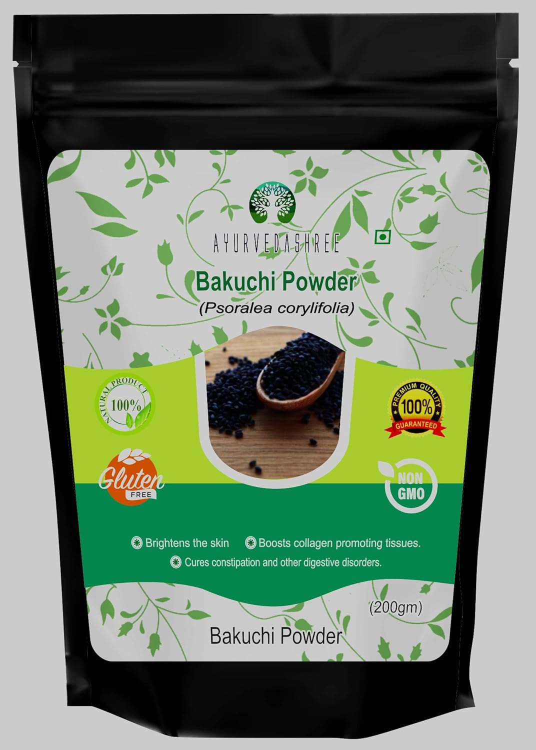 AYURVEDASHREE Bakuchi Powder 200 Gm Psoralea Corylifolia Seeds Powder Babchi Purple Fleabane Skin Care Promotes Even Skin Tone Reduces White Spots Strengthens Bones