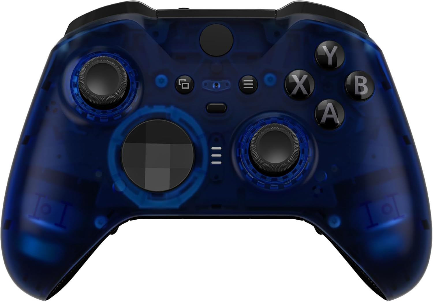 Extremerate Clear Blue Replacement Faceplate Cover for Xbox One Elite Controller Series 2 (Model 1797), Custom DIY Front Housing Shell Case & Accent Rings for Xbox Elite Series 2 Core Controller