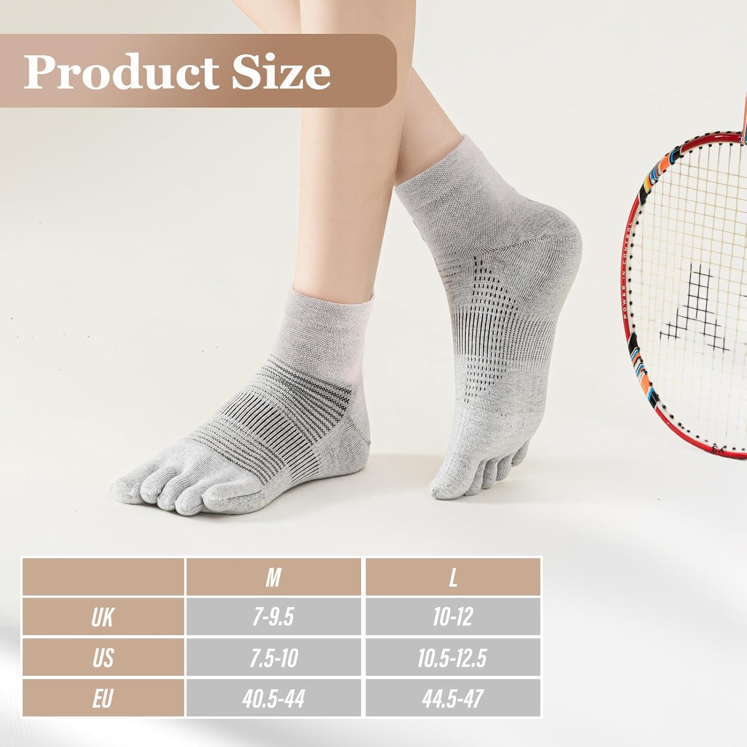 Viiotu 2 Pairs Middle Toe Socks for Women Men,Coolmax Five Finger Running Socks,High Performance Athletic Toe Socks No Show image number 4