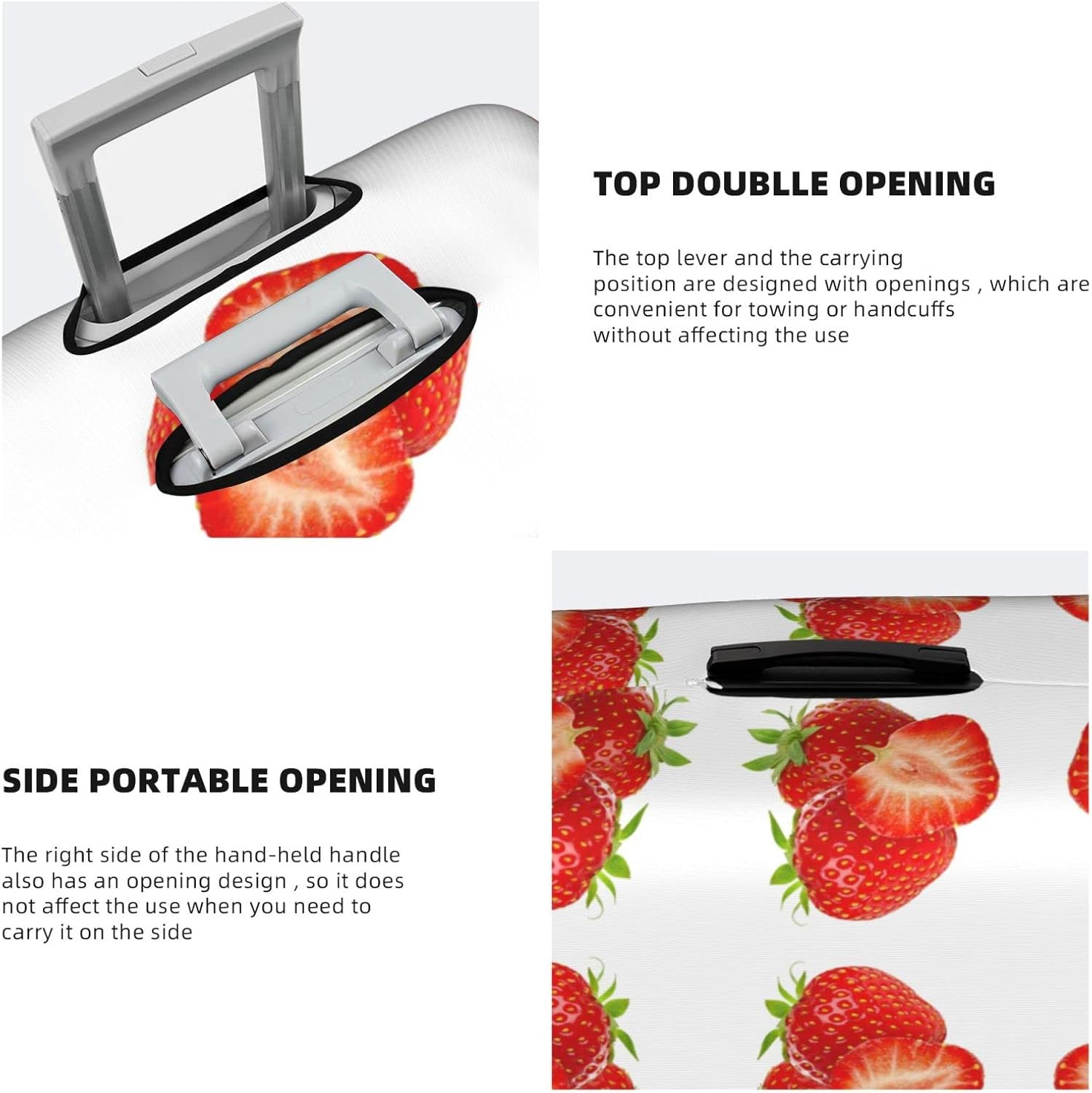 Fresh Strawberry Luggage Cover Anti-Scratch Suitcase Protector Fits 18-32 Inch Luggage image number 4