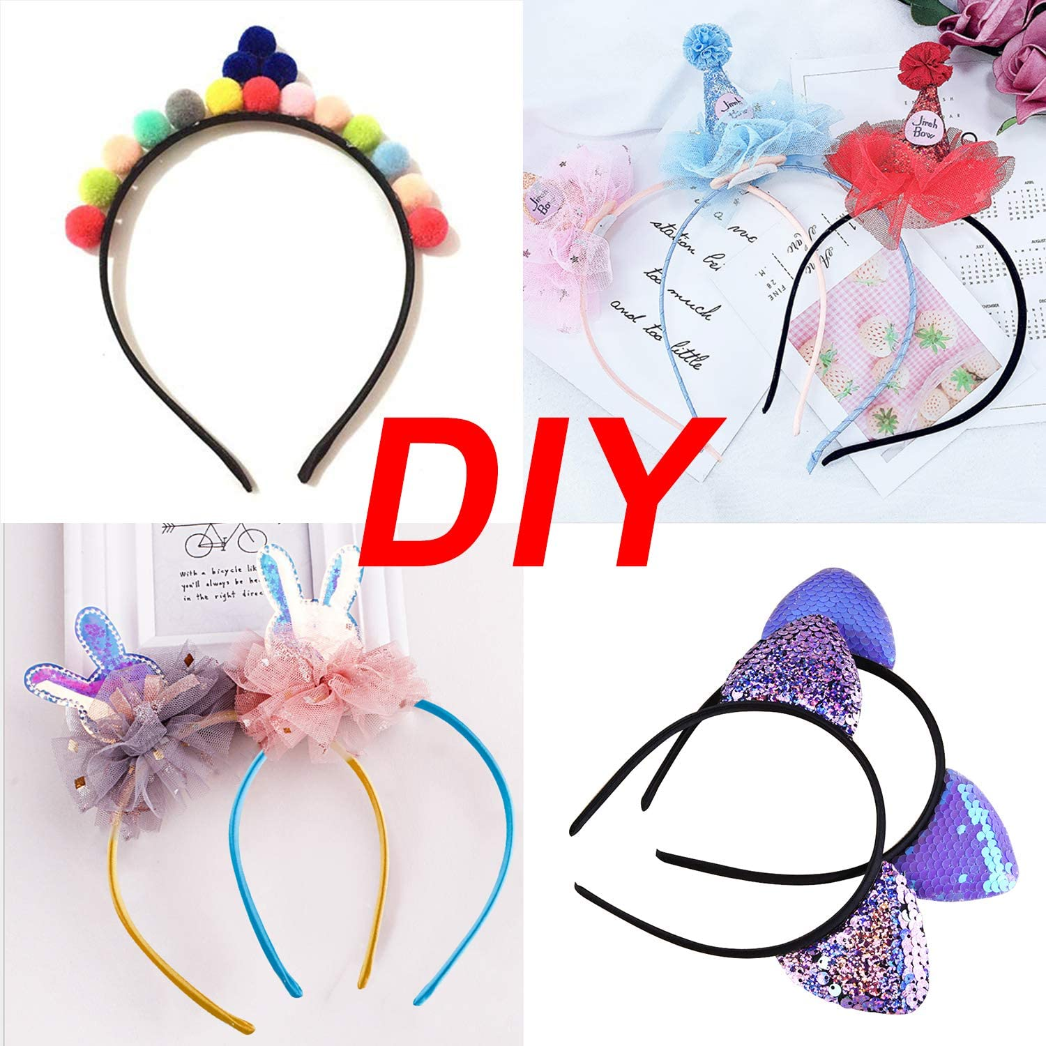 Duufin 50 Pieces Satin Headbands 1 Centimeter Ribbon Headband Non-Slip Colorful DIY Headbands for Women and Girls, 25 Colors image number 6