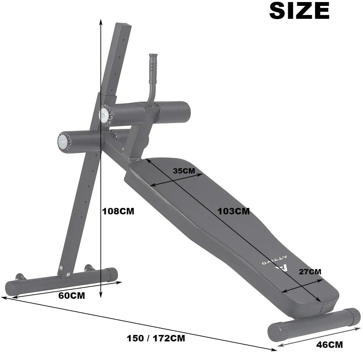 ATTIVO Sit up Bench for Core Workouts and Decline Bench Press. Adjustable Weight Bench image number 5