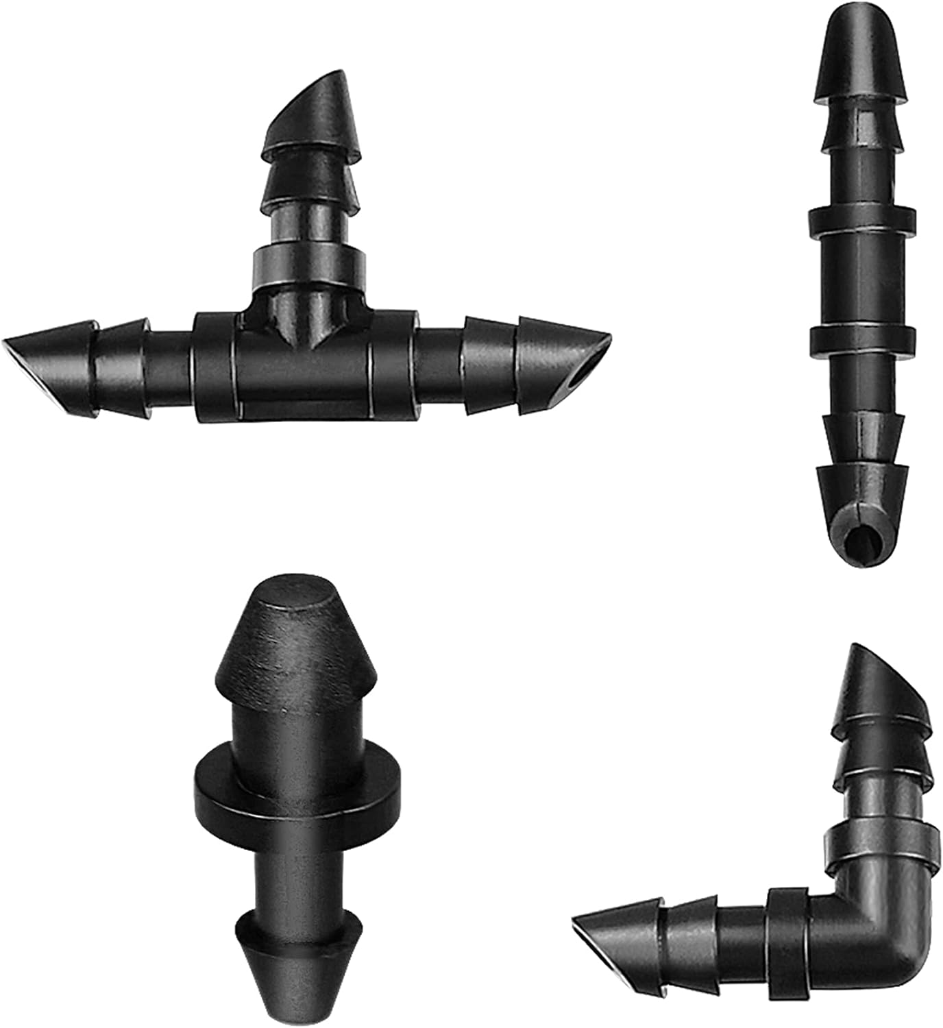 JOYPRO 100 Pieces Drip Irrigation 1/4" Barbed Coupling Fittings, Barbed Connectors for 1/4 Inch Irrigation Tubing, Drip Line Coupler for Drip Sprinkler Garden Lawn Systems
