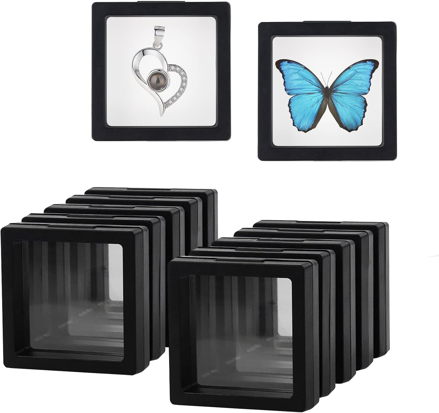 10PCS 3D Floating Frame Display Stand, Transparent Display Frame, Challenge Coin Holder for Jewelry Antique Specimens, 2.75X2.75 Inches