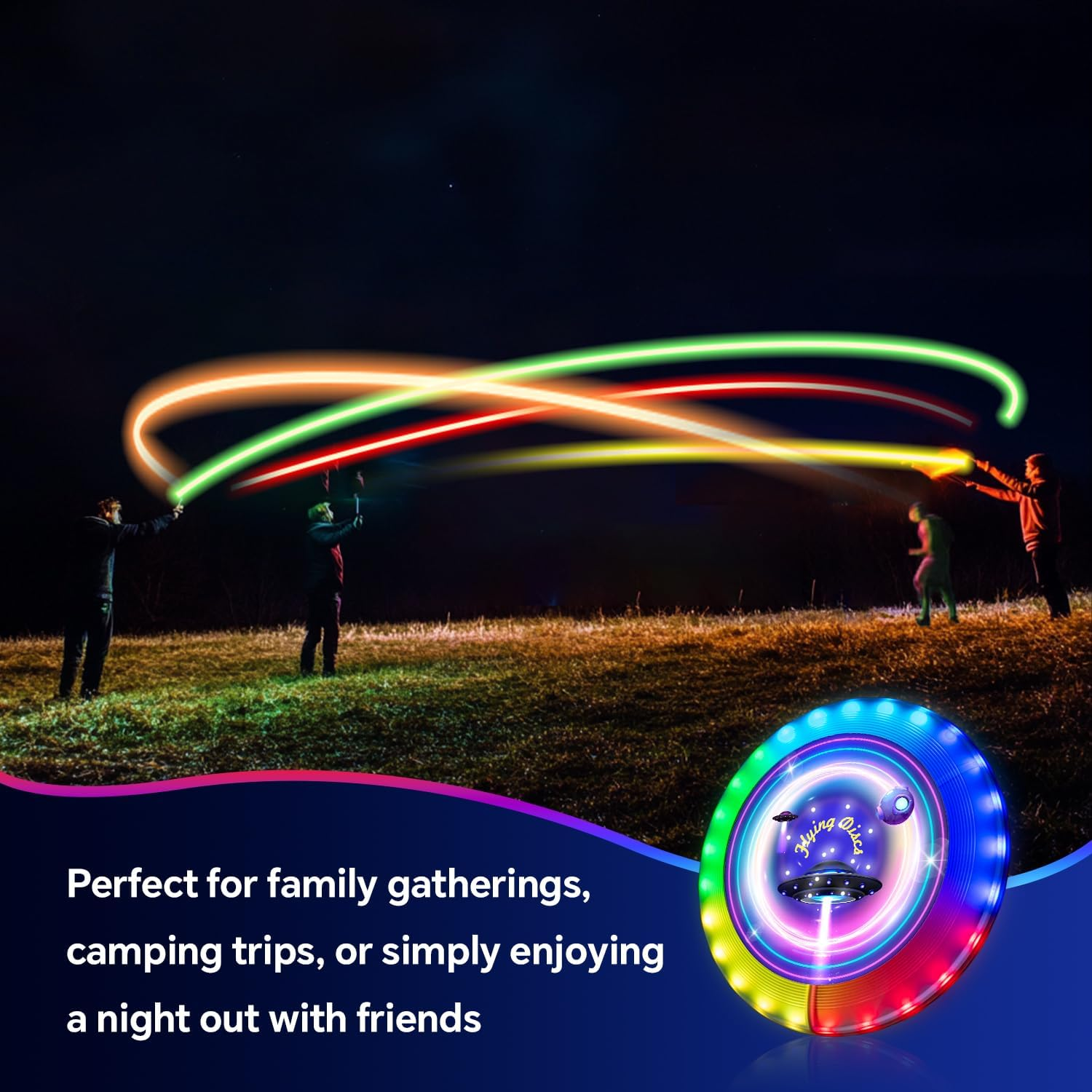 27Cm Glowing in the Dark Frisbee, Glow in the Dark LED Flying Disc with 39 RGB Leds,7 Modes, Waterproof, 178G and Rechargable image number 3