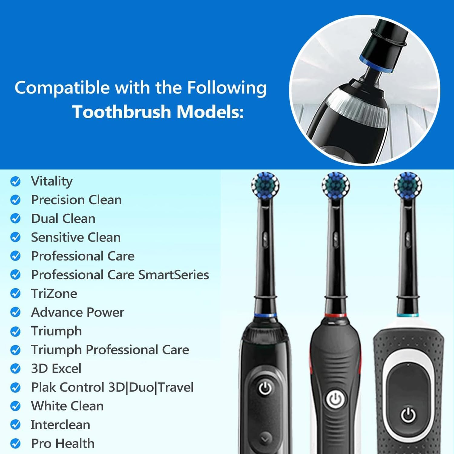 Sensogle Replacement Brush Heads Compatible with Oral B Pro Toothbrush, Fit Vitality Plus, Pro 700 100 300 2000, Precision Floss Sensitive Toothbrush Heads for Deep Clean image number 2