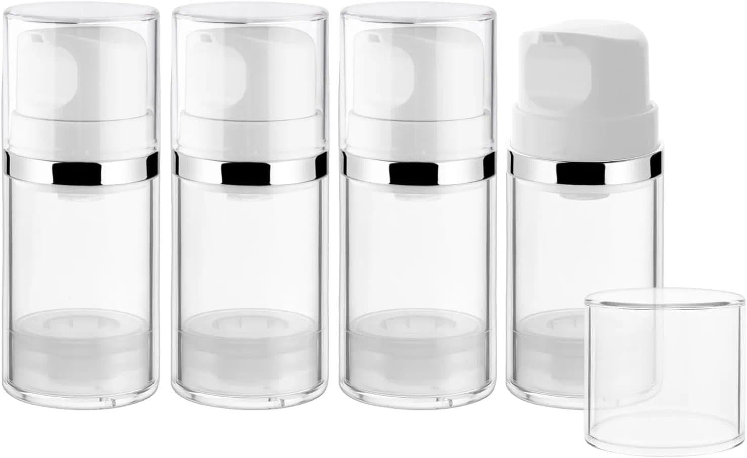 Refillable Airless Pump Dispenser Bottles for Lotion, Shampoo & Toiletries, 4 Pcs 50Ml/1.7Oz Travel Cosmetic Containers, Leak-Proof & Bpa-Free - Orevan image number 2