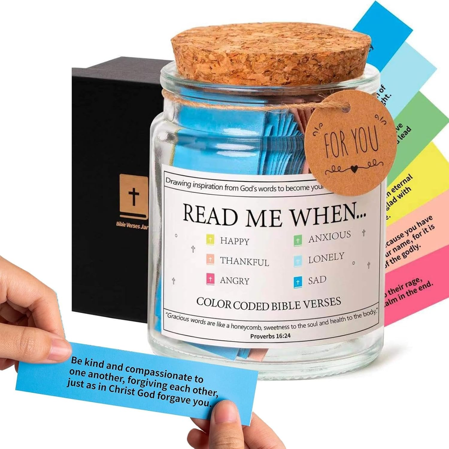 Bible Verse Jar - the Hope Jar for Emotions and Feelings, Color Coded Verses, Read Me When, Christian Bible Study Supplies image number 3