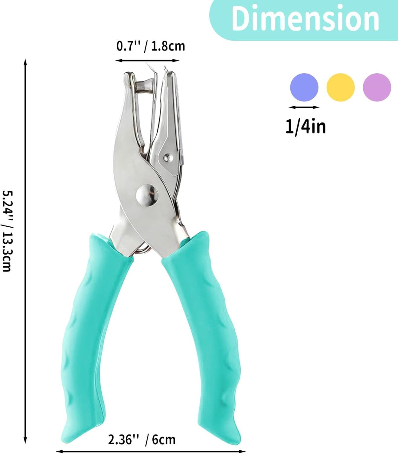 Single Hole Punch, 1/4'' Hole Puncher, Metal One Hole Puncher for Crafts, Circle Hole Punch Shape with Soft Grip Handle, Small Single Hole Punch for Scrapbooking, Paper Hole Puncher for Card Making