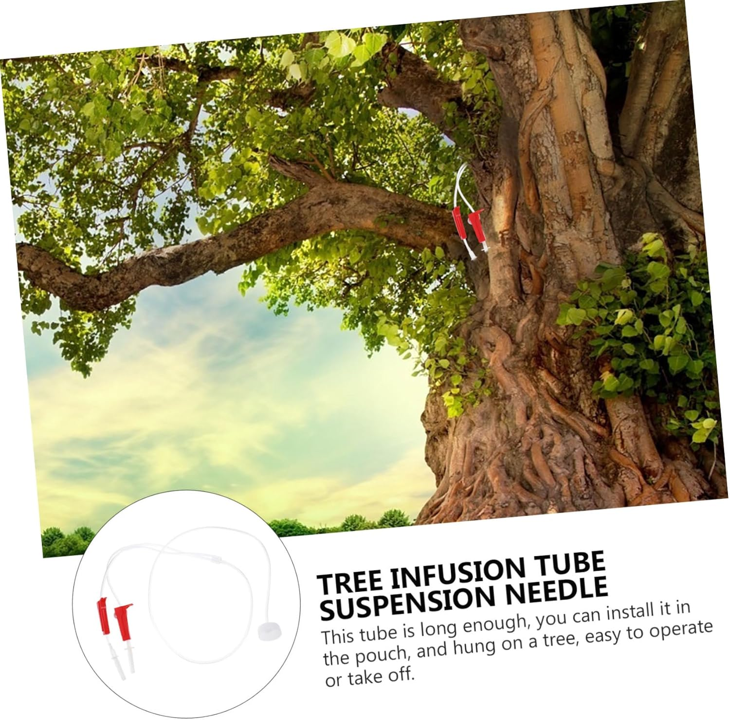 Tree Infusion Bag Tube Drip Irrigation Supplies for Garden 6Pcs Plastic Drip System with Cap and Dual Outlet for Tree and Plant Watering image number 3