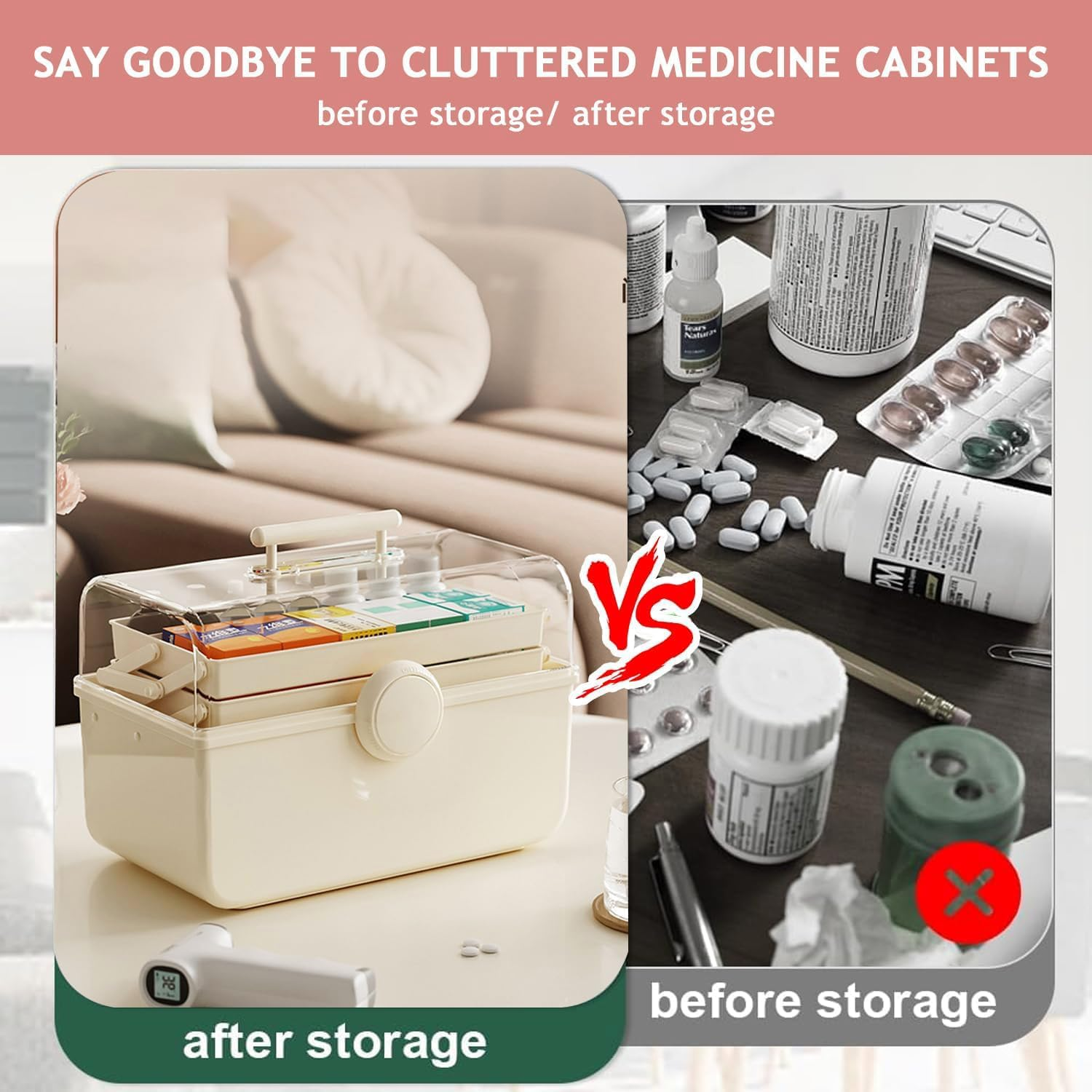 3-Shelf Multi-Purpose Storage Box,Plastic Medical Storage Containers Medicine Box, Large Portable, Sorting Boxes for Small Parts, Hair Accessories and Cosmetics, Medicine Organiser, Craft Organiser image number 6