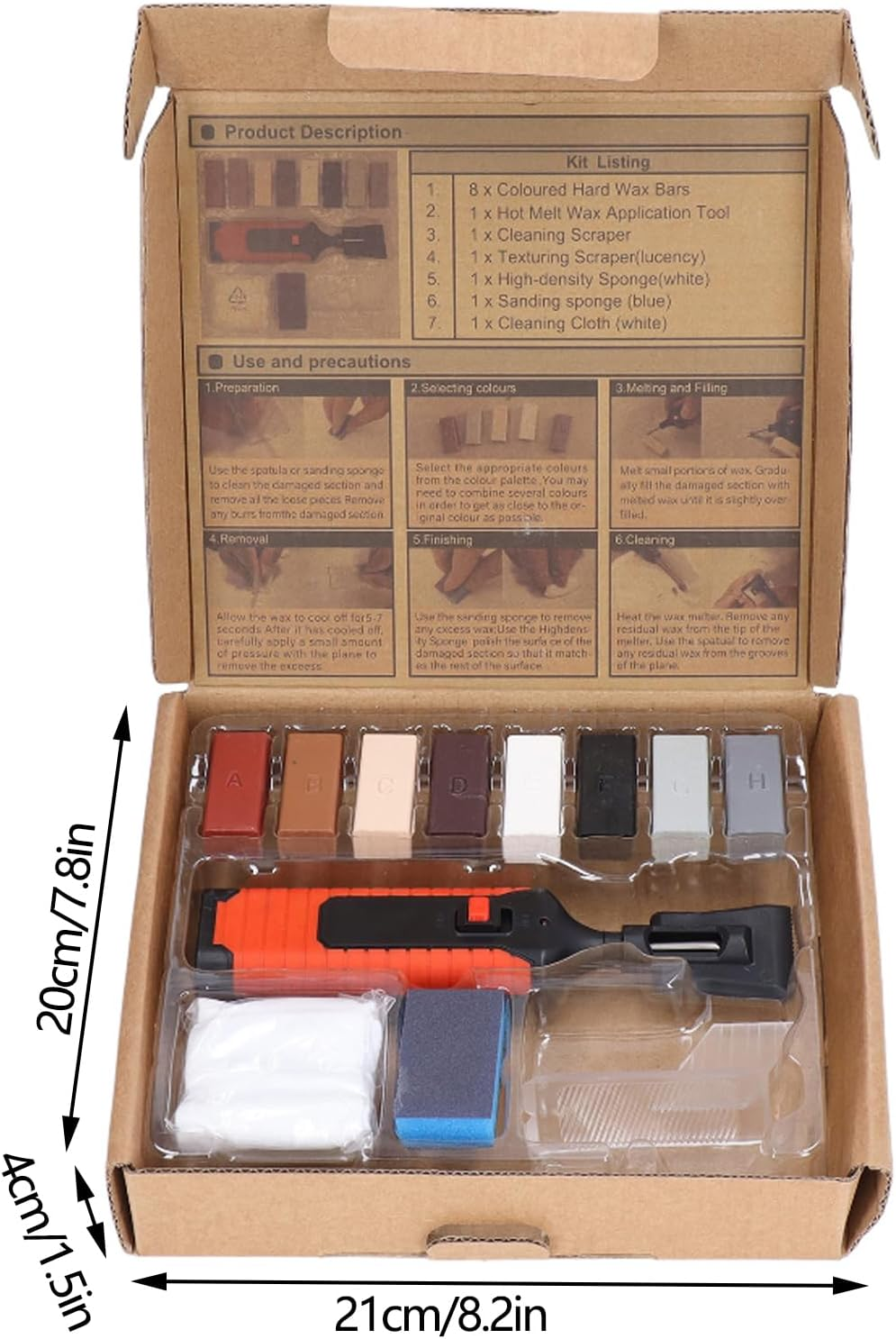 Tile Porcelain Repair Kit, Ceramic Tile Repair Kit with Electric Heating Pen and Wax, 8 Colors Crack Gaps Repairing Tools, for Repairing Cracks, Chips, Shower Gaps image number 1