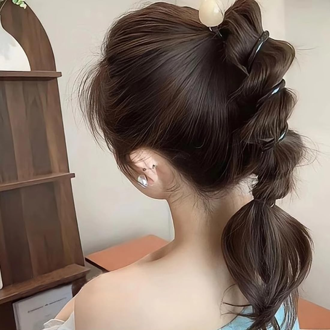 3 Pcs Bead Bubble Spiral Hair Tiestelephone Wire Hair Bands Elastic Hair Ties for Women Girls Ponytail Holder Accessories image number 4