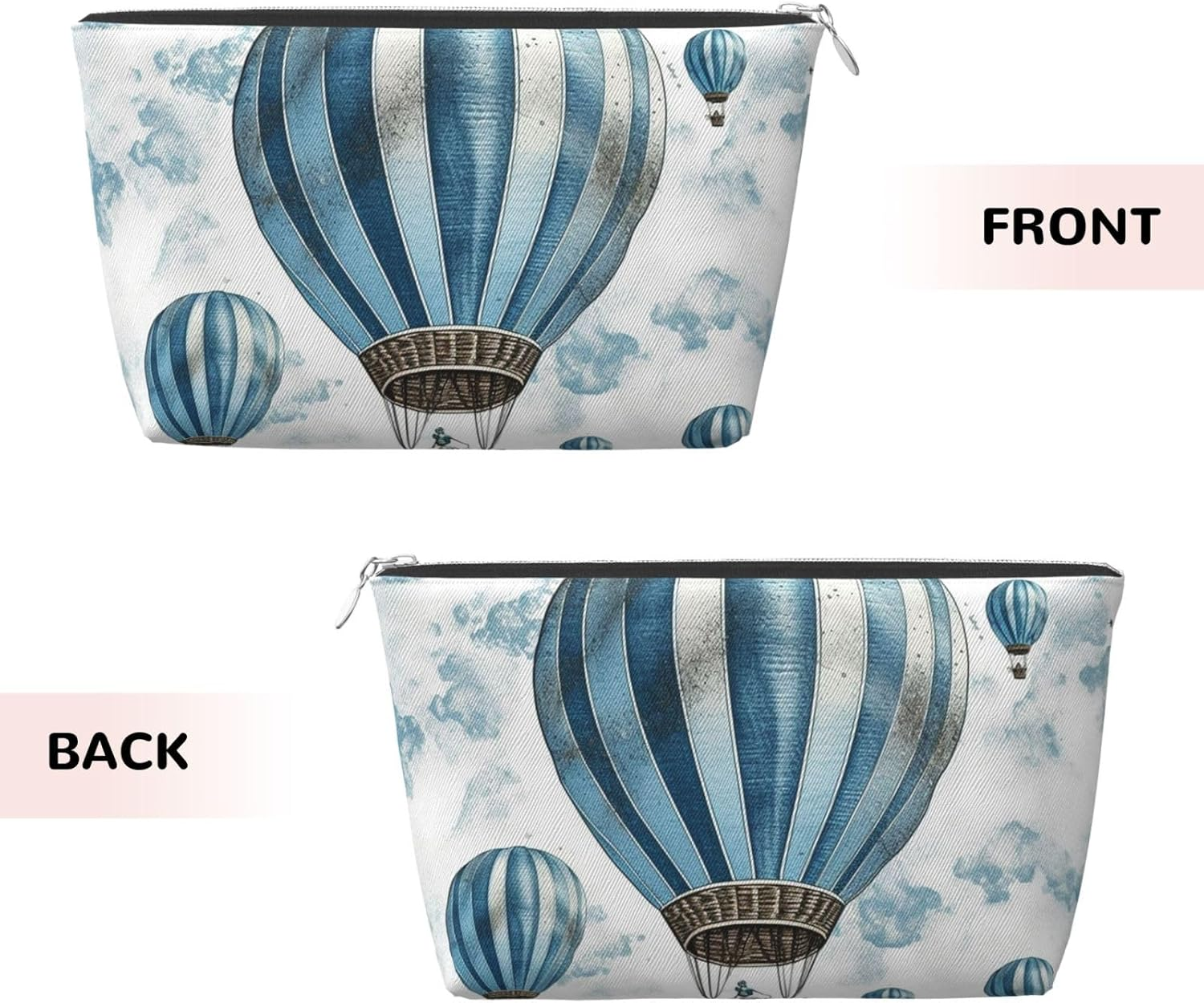 SDTYKHJ Large Capacity Makeup Bag for Women, Waterproof Portable Shaving Bag, Small Toiletry Bag, Blue Air Balloon, Leather Cosmetic Organizer Bags for Travel, Siliver, One Size