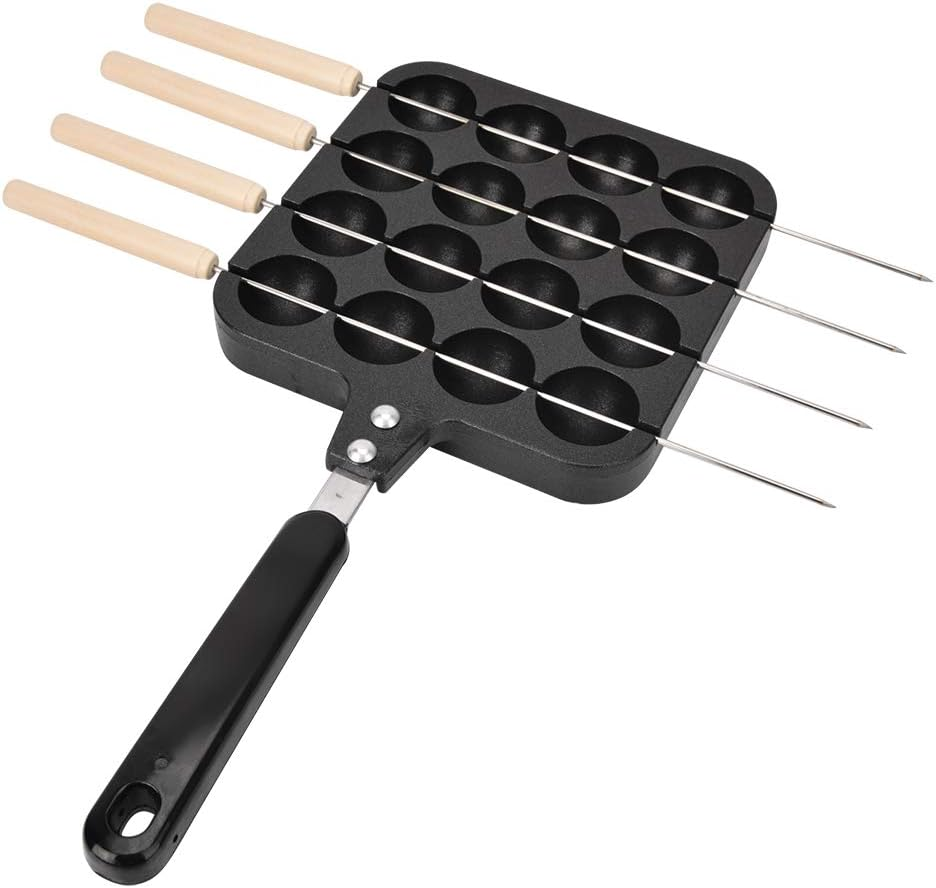 Non-Stick Takoyaki Grill Pan Plate, Cast Aluminum Takoyaki Grill Pan with 4 Baking Needles, Cooking Baking Tray Suitable for Electric Oven and Gas Stove image number 3