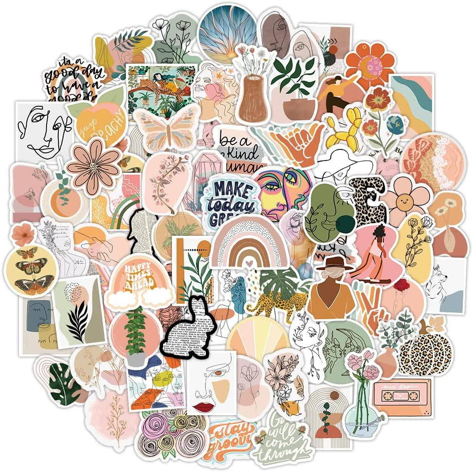 QTL Boho Stickers for Kindle Scrapbook 110Pcs Retro Aesthetic Stickers for Girls Teens Adults Kids Water Bottles Laptop Planner Junk Journal Vinyl Waterproof Pack