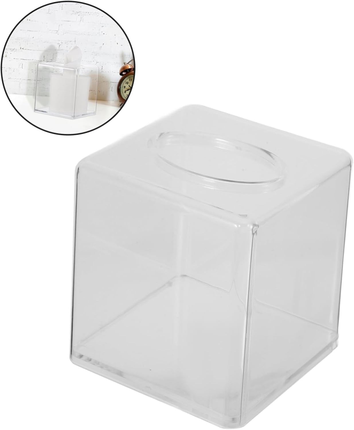 Square Tissue Dispenser Box Acrylic Tissue Holder for Bathroom Kitchen Vanity and Office Chic Napkin Organizer for Counters and Dressers image number 2