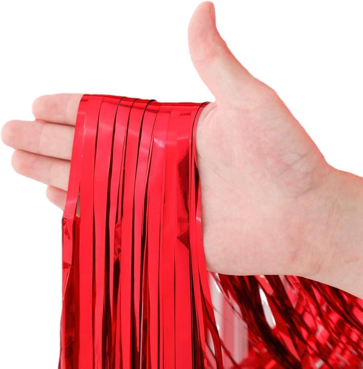 2 Pack Red Streamers Metallic Fringe Tinsel Curtain Backdrop Foil Fringe Birthday New Year Christmas Party Decoration Supplies Easy to Install Compatible with Door or Wall&ndash;Ruibex