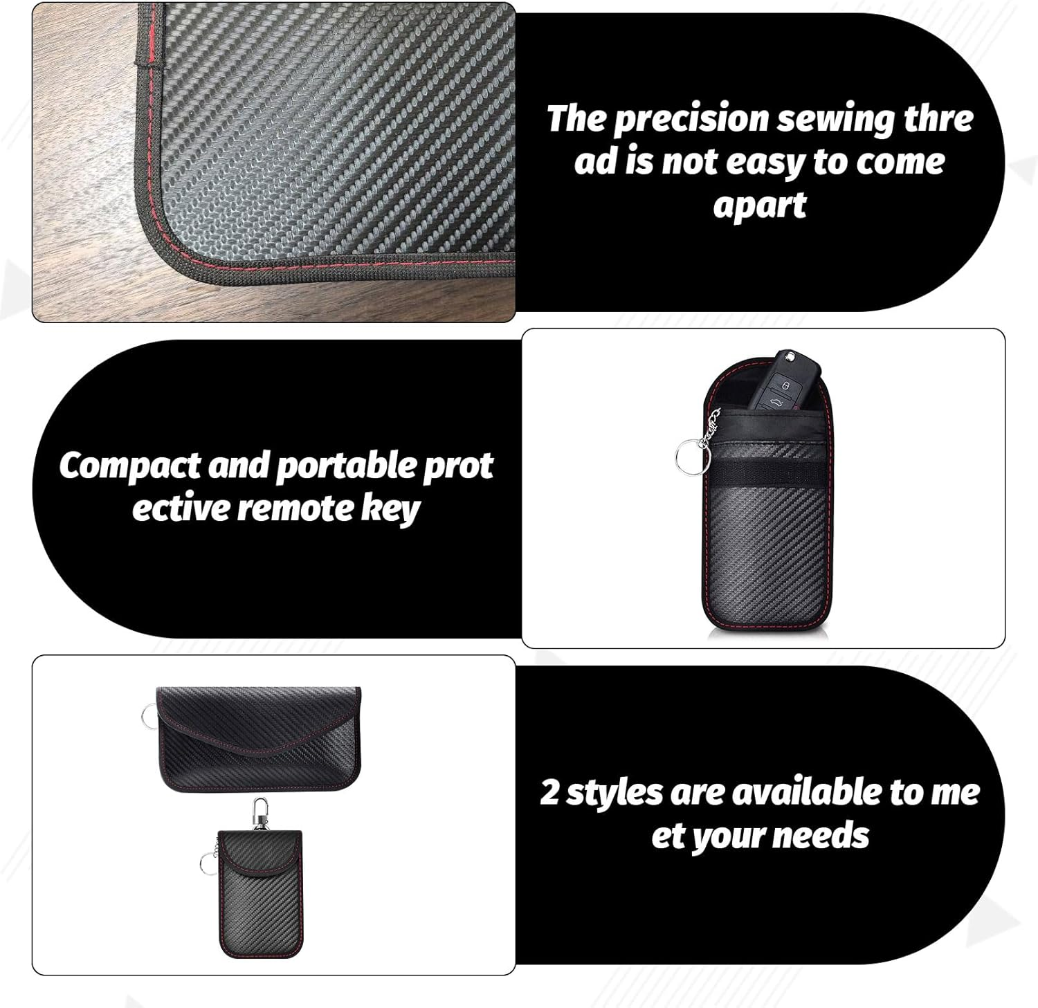 Faraday Pouch Car Keys, 3Pcs Faraday Bag, Car Key Signal Blocker, Waterproof Faraday Bag Key Fob Protector, Hook Securing Keyring, Anti-Theft Signal Blocker, Car RFID Blocker Bag for Car Security image number 4