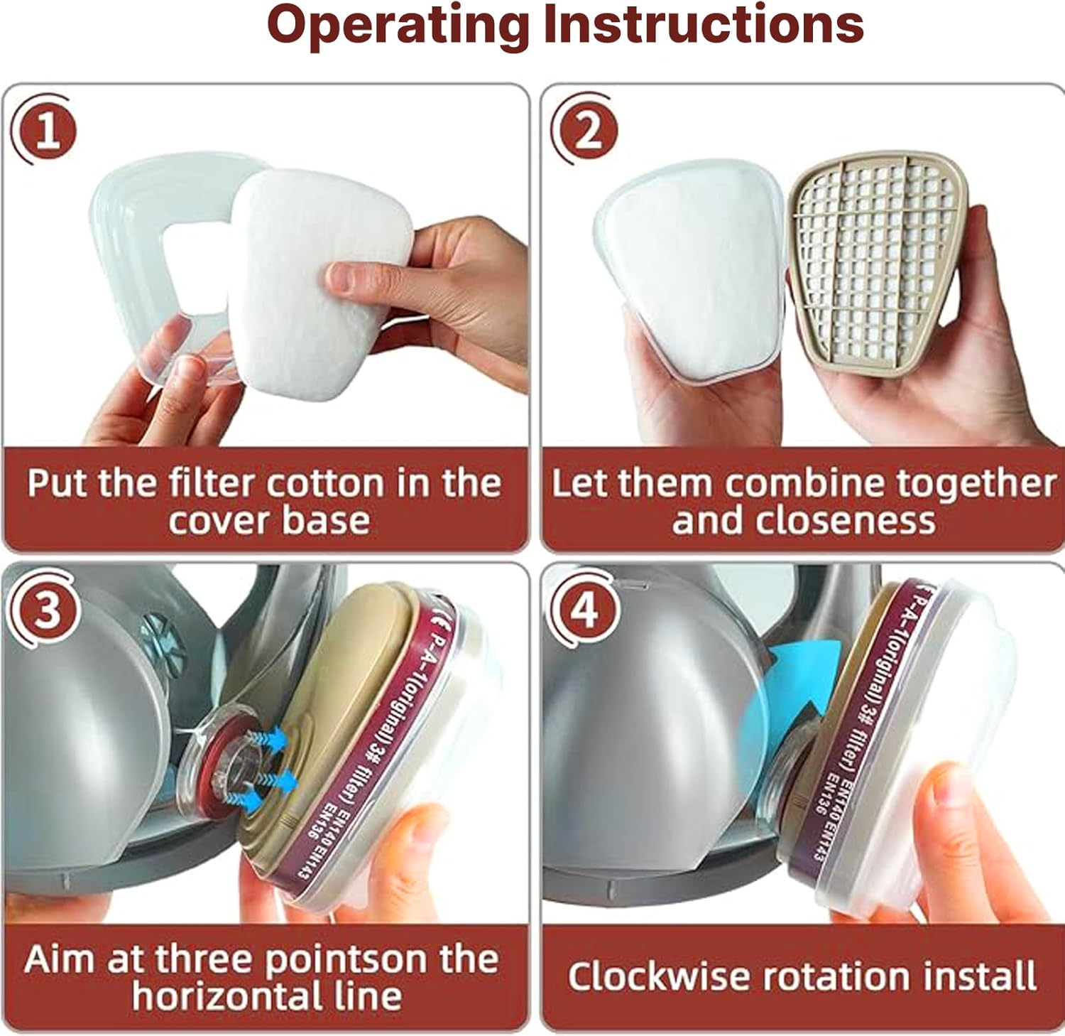 Reusable Full Face Respirator Mask &ndash; Professional Organic Vapor Gas Mask with Activated Carbon Filters, Anti-Fog Lens, Double Filtration for Painting, Welding, Sanding, and Dust Protection image number 4
