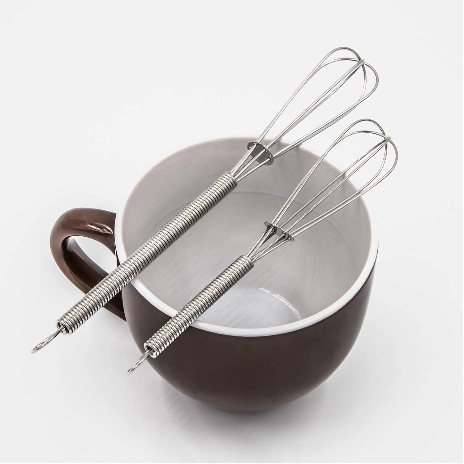 Wingsflying 4 Pack Mini Wire Kitchen Whisks Small Egg Whisk Gravy Sauce Mini Whisk Silver-Each of 2PCS 5 Inches and 7 Inches image number 3