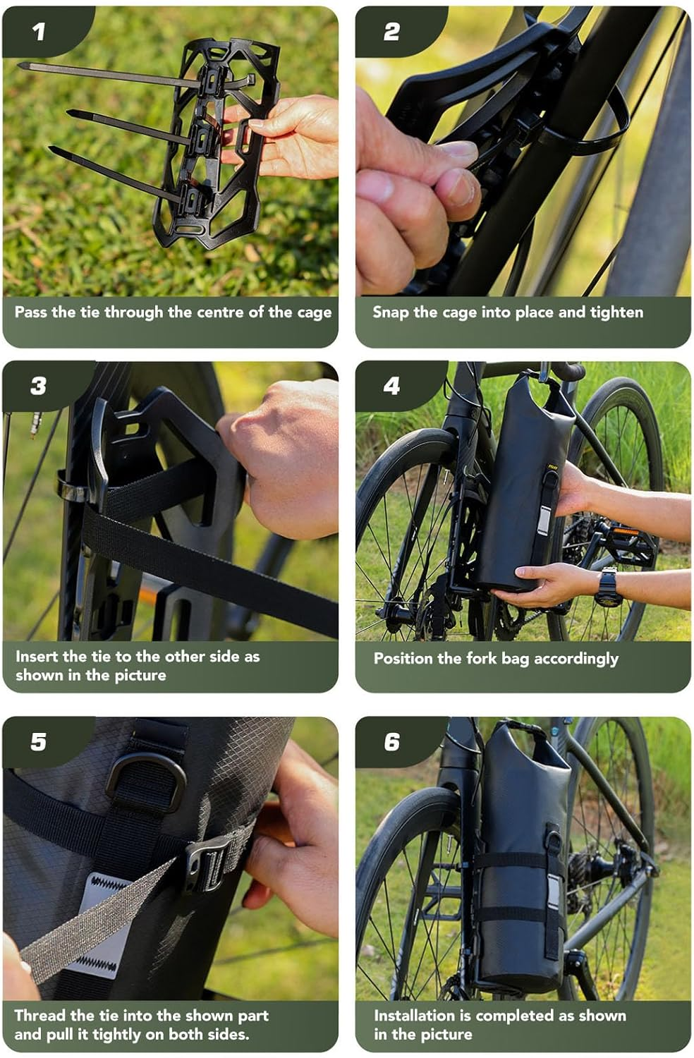 Bike Front Fork Cage Universal Water Bottle & Bag Mount for Road Bikes, Secure & Water Proof Cycling Accessory with Installation Kit image number 6