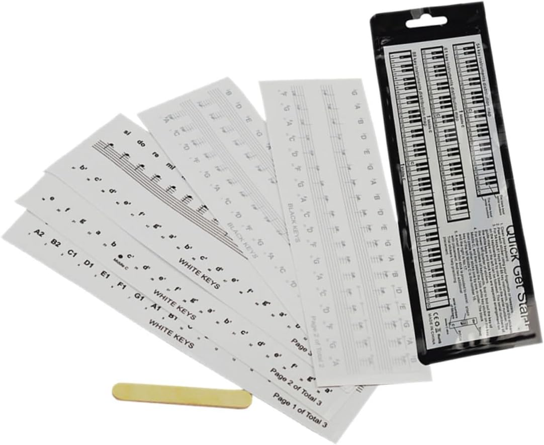 6Pcs Piano Keyboard Stickers Set 88/61/54 Keys Removable Letter Piano Decals for Beginners Colored and Black White Key Learning Labels for Keyboard Practice image number 6