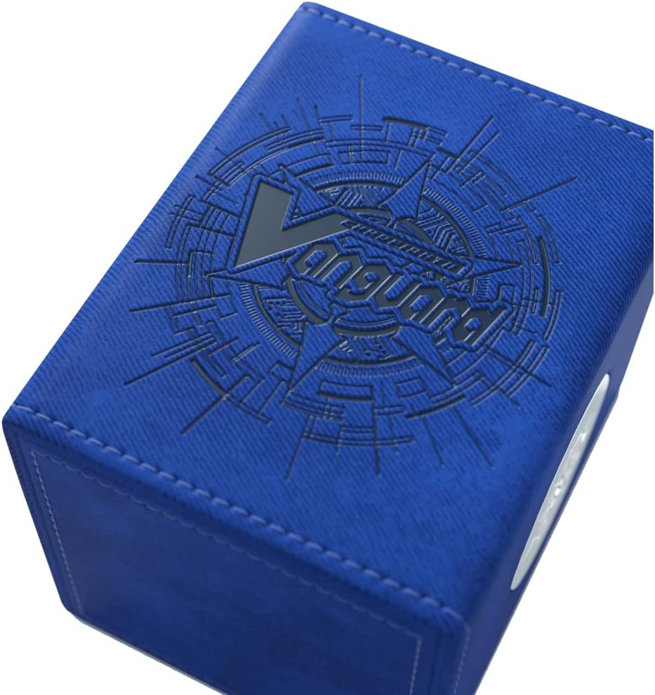Gamegenic Cardfight!! Vanguard Nation'S Vault | Premium Deck Box | Holds up to 50 Double-Sleeved Cards | Extra Drawer for Power Counters and Accessories | Dark States - Blue Color | Made