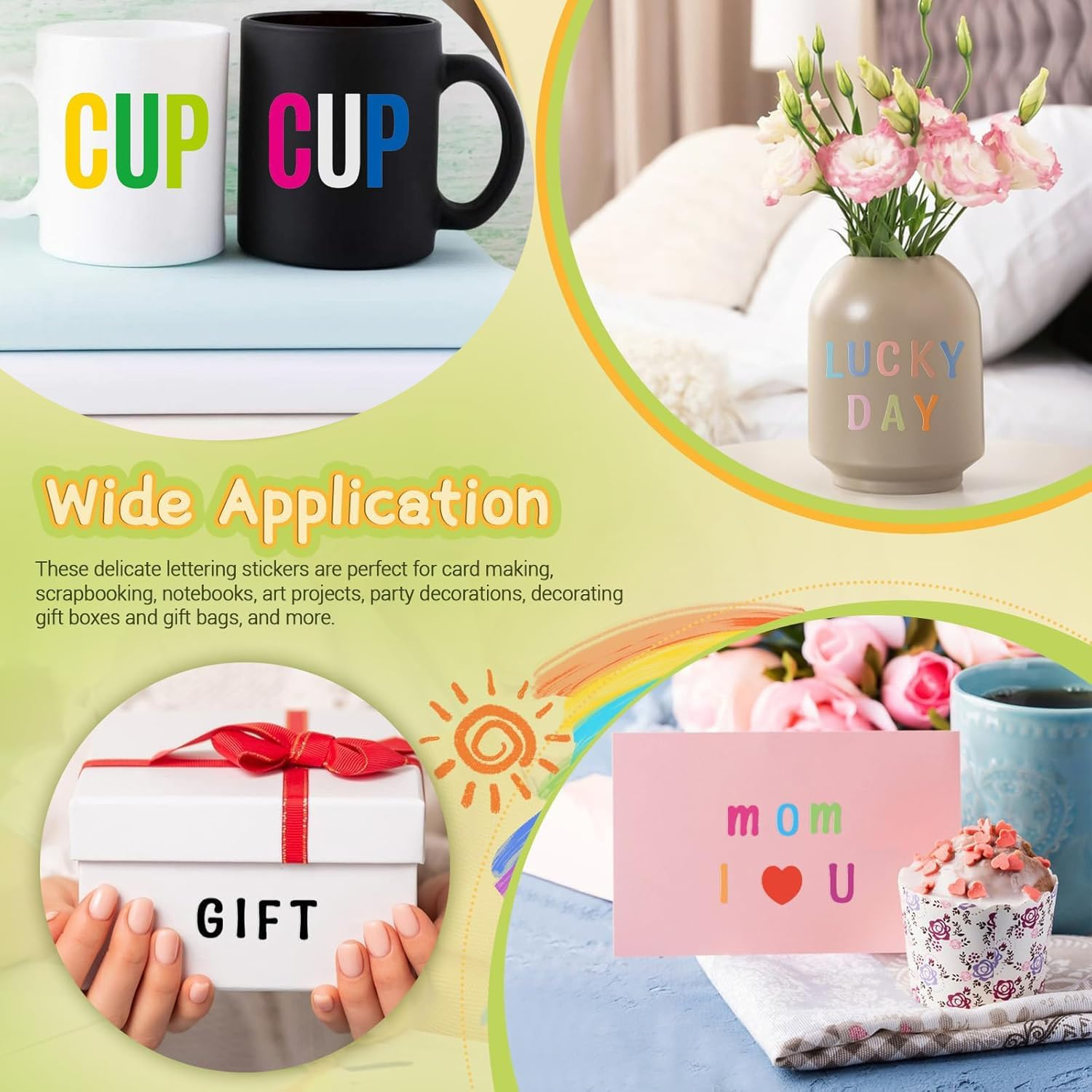 15 Sheets Letter Stickers,Colorful Letter and Numbers Stickers,Stars Letters Sticker Self Adhesive Waterproof Sticky for Scrapbooking Water Bottles Cup (Candy Color) - Candy Color image number 6