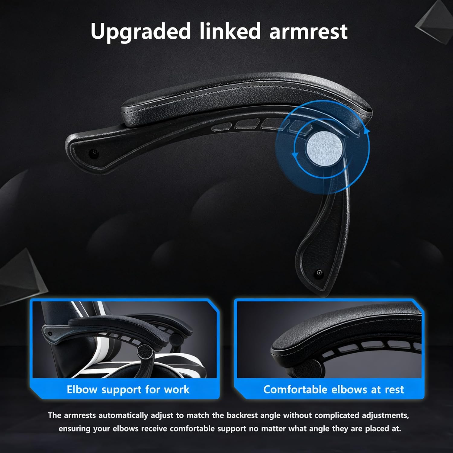 Gaming Chair, Ergonomic Office Chair - PU Leather Reclining Chair with Footrest, Headrest and Lumbar Support, Height-Adjustable, Suitable for Gaming/Office Scenarios (Model 13, Black and White) image number 2