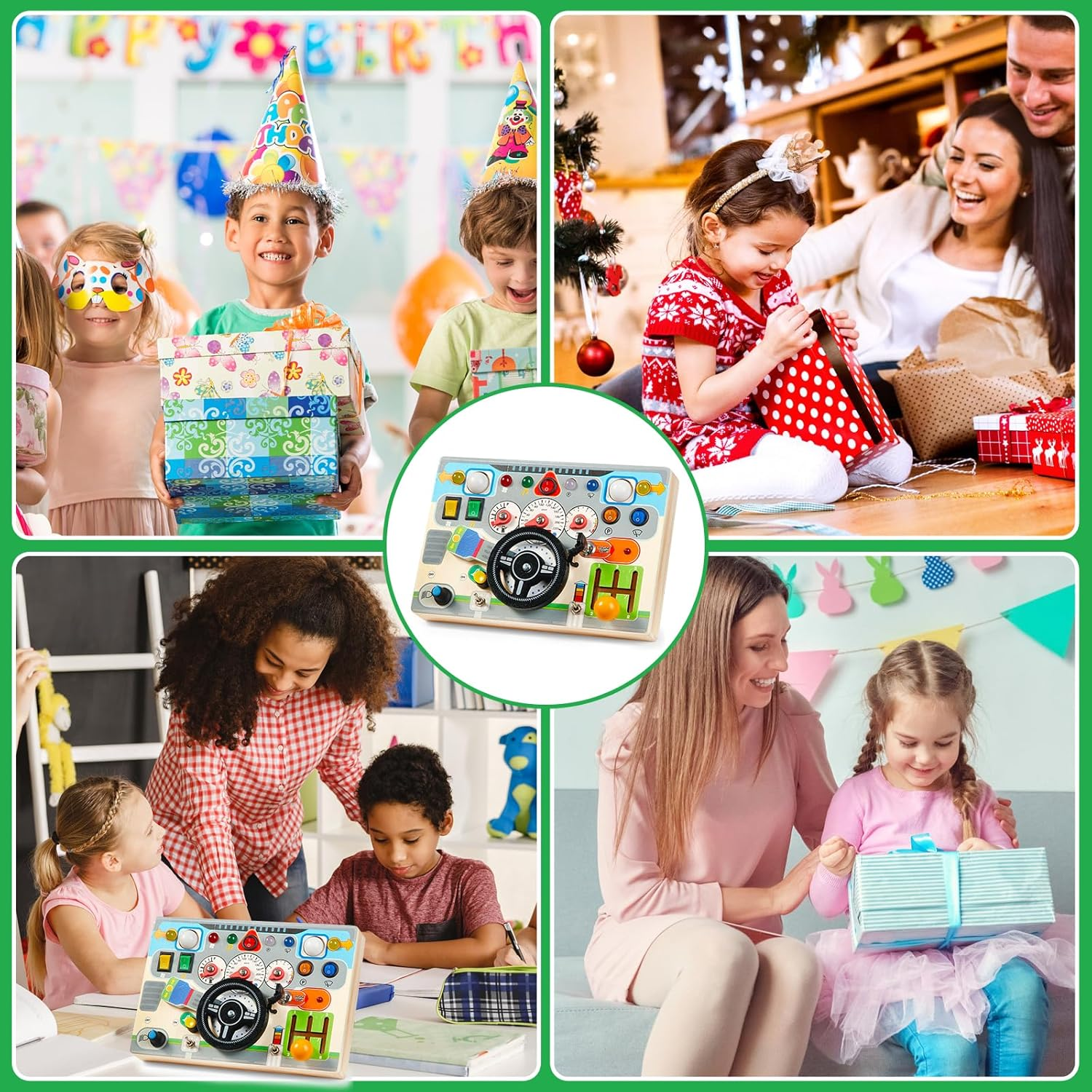 Montessori Busy Board for Toddler 1-3,Baby Wooden Toys with Light Switch & Car Driving Sounds,Early Sensory Activities,Fidget Board Travel Pack for 18 Months,1 2 3 Year Old Boys Girls Gifts image number 4