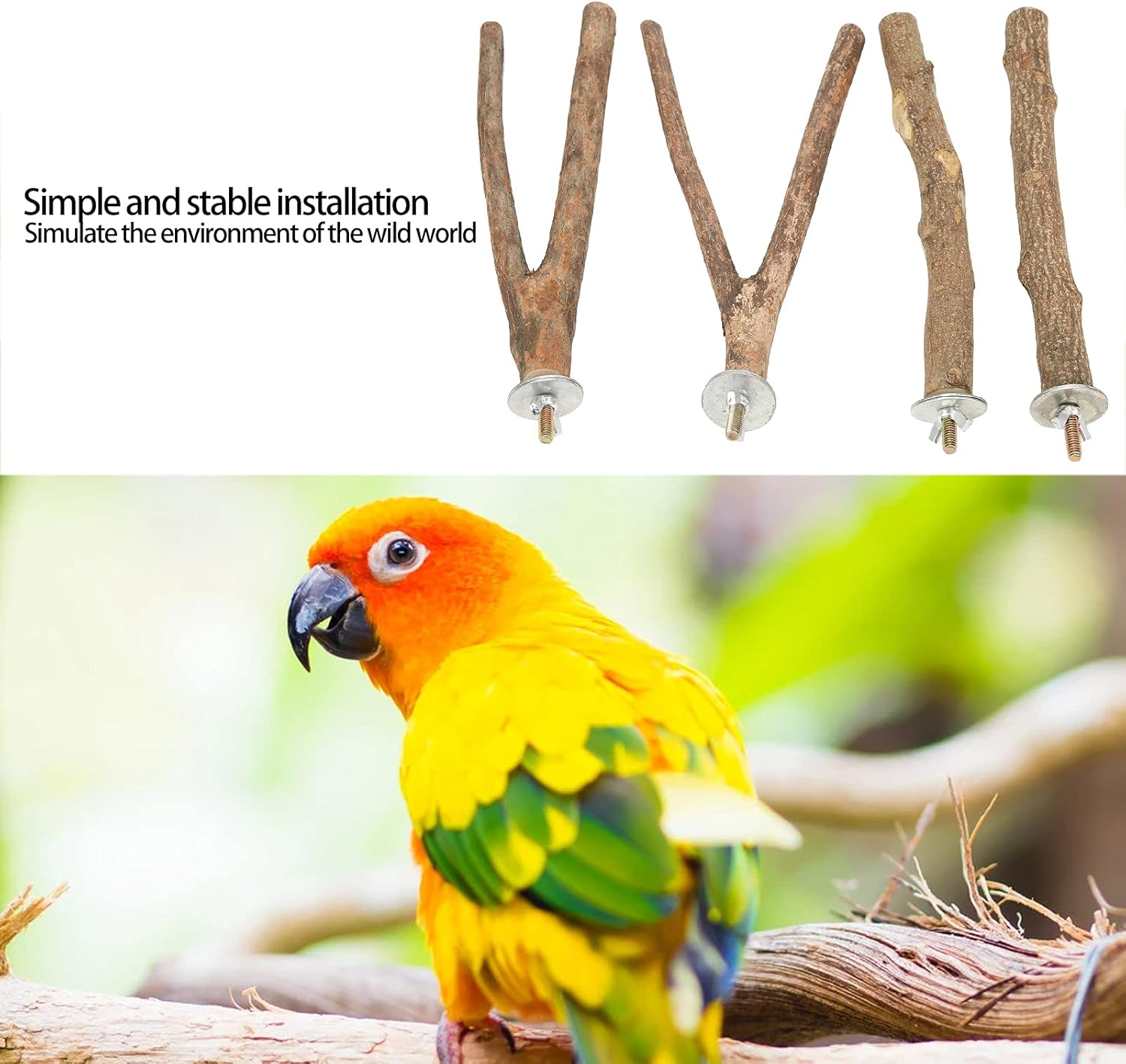 SYMY Bird Perch Stand Set Inherent Wooden Cage Perch Stand for Parrots to Stand Climb and Play image number 5