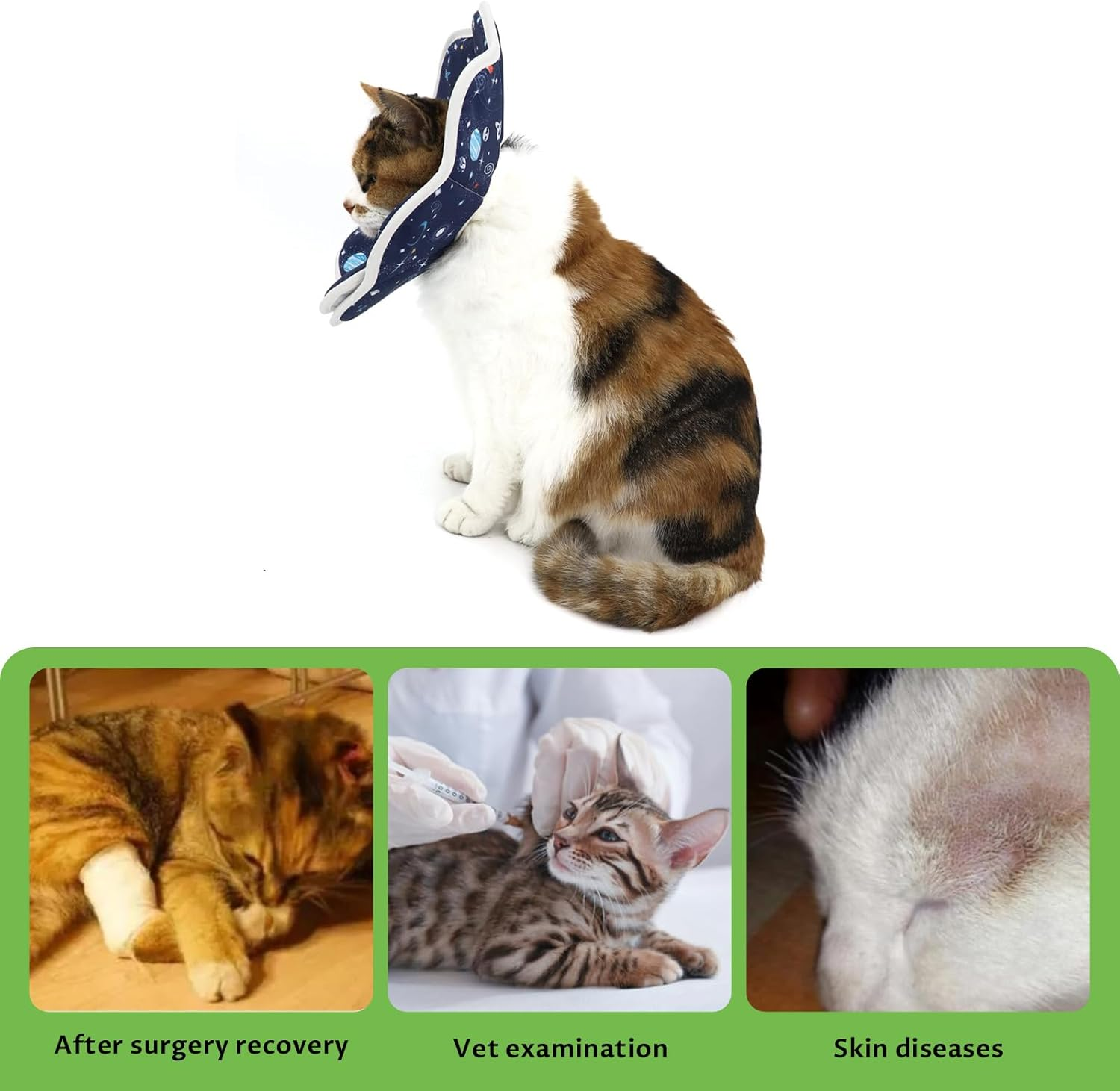 Velmoriah Cat Cone Collar Soft, Adjustable Cat Recovery Collar to Stop Licking, Protective Pet Cone Collar after Surgery for Cats (S) image number 1