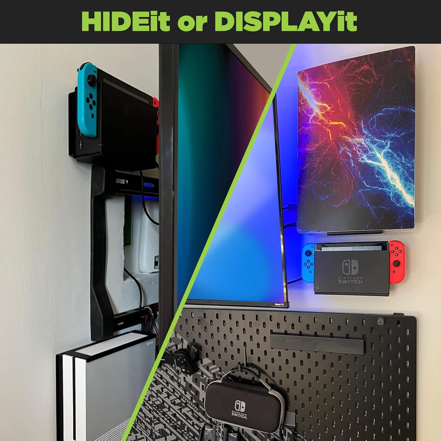 Hideit Mounts Switch Wall Mount - American Company, Steel Mount for Nintendo Switch and Nintendo Switch OLED to Safely Store Your Switch Console image number 6