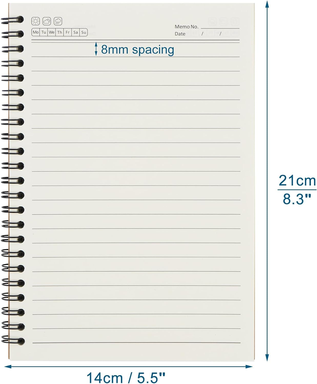 ZCZN 6 Pack A5 Lined Notebook, Spiral Notebook for School, Study, Office, 120 Pages/60 Sheets image number 2