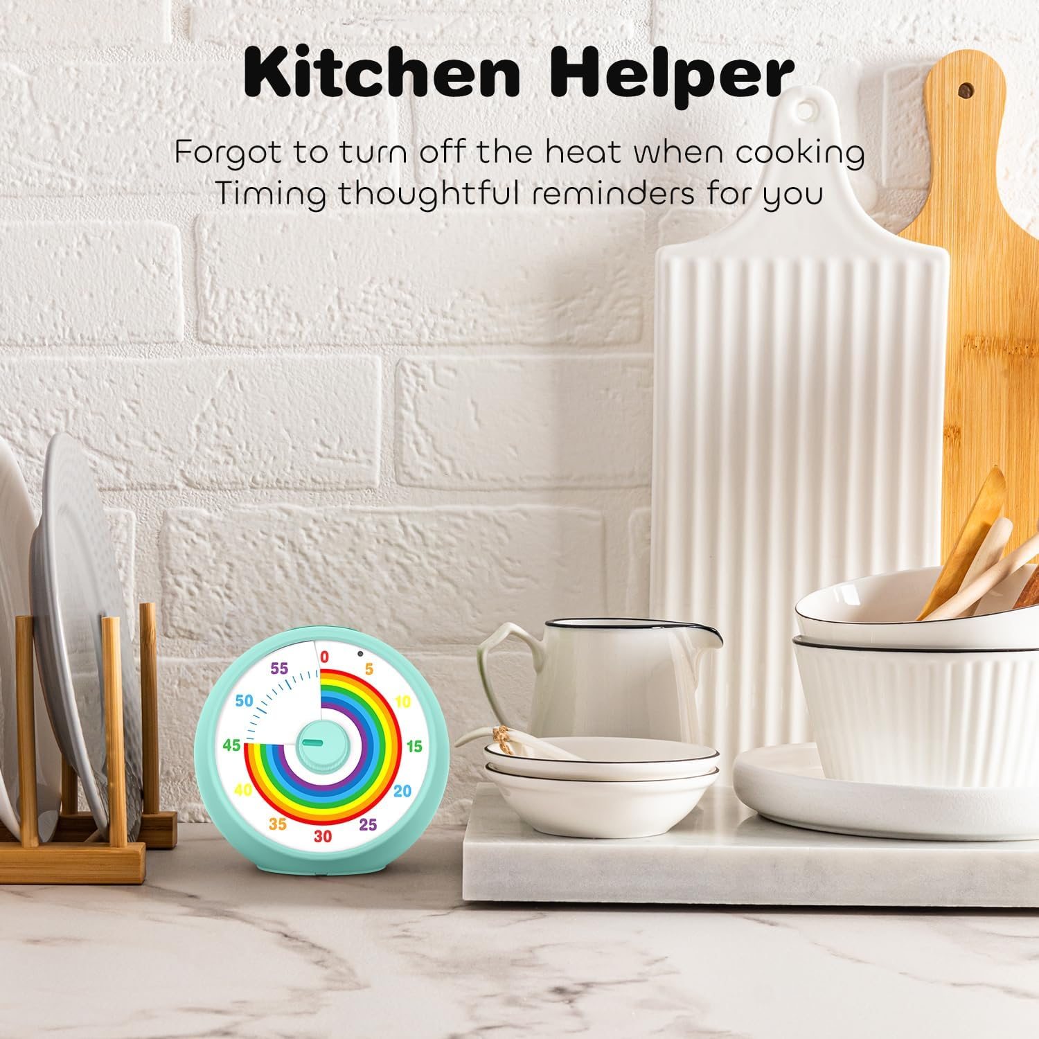 Visual Timer for Kids, 60-Minute Countdown Timer for Classroom Office Kitchen, Desk Timer Kids Time Management Tools with Silent Operation, Pomodoro Timer Rainbow Pattern(Tiffany) image number 1