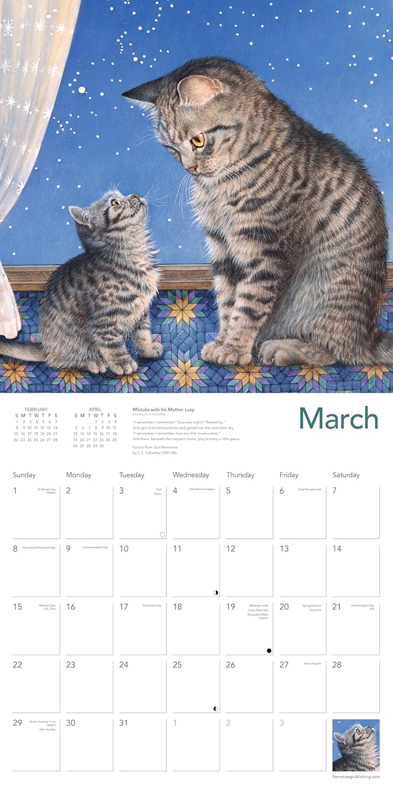 Ivory Cats by Lesley Anne Ivory Wall Calendar 2026 (Art Calendar)