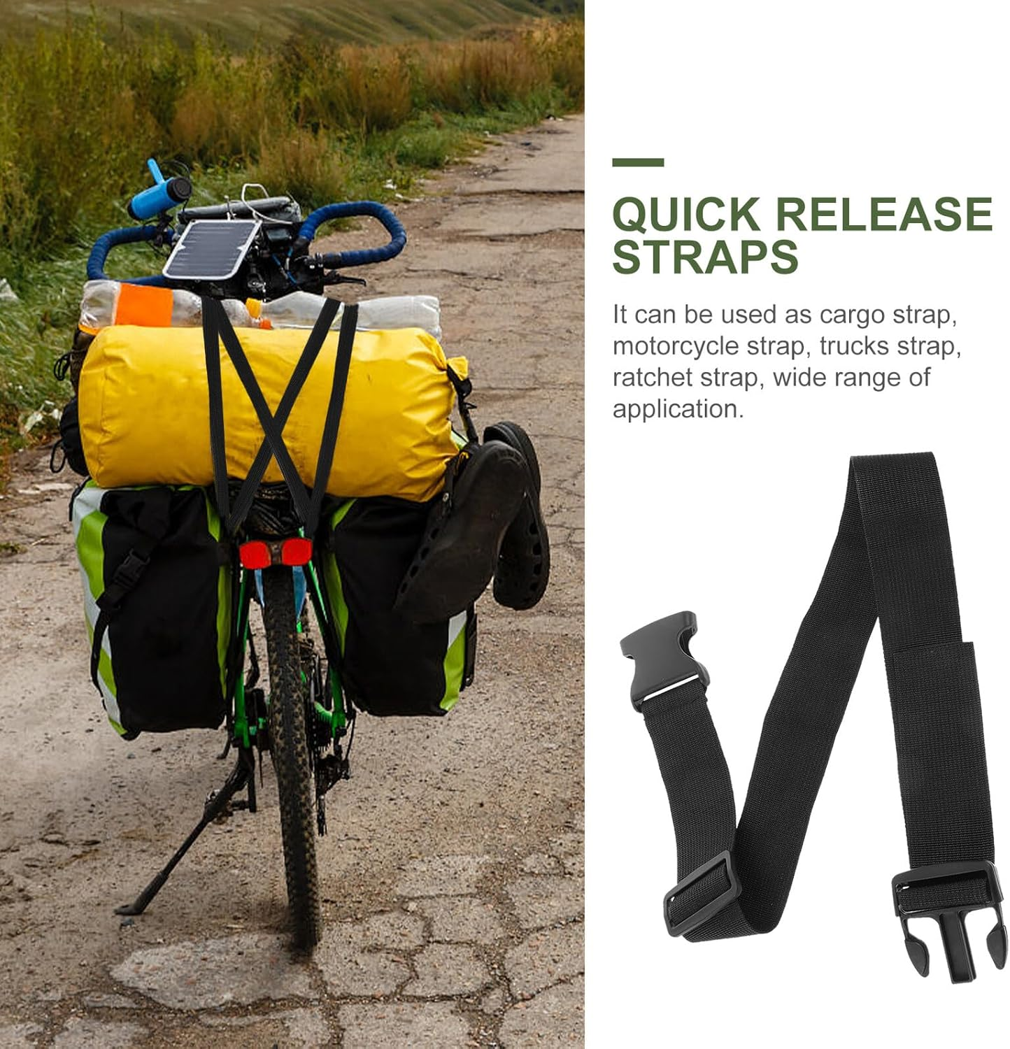 Sosoport Heavy Duty Nylon Strap Tie-Down Belt Bag Adjustable Straps and Clips for Luggage Buckles for Backpack Travel Belt Use