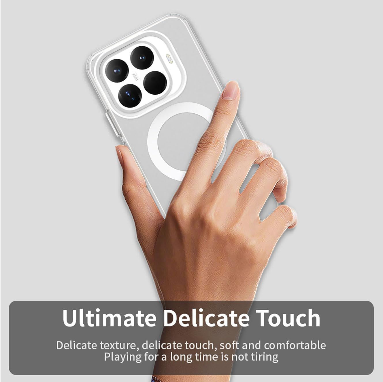 YUECXIN Magnetic Case for Xiaomi 15T Pro, Compatible with Magsafe Wireless Charging, Ultra Thin Translucent Matte Mobile Phone Case, TPU Shockproof Protective Case, White image number 4