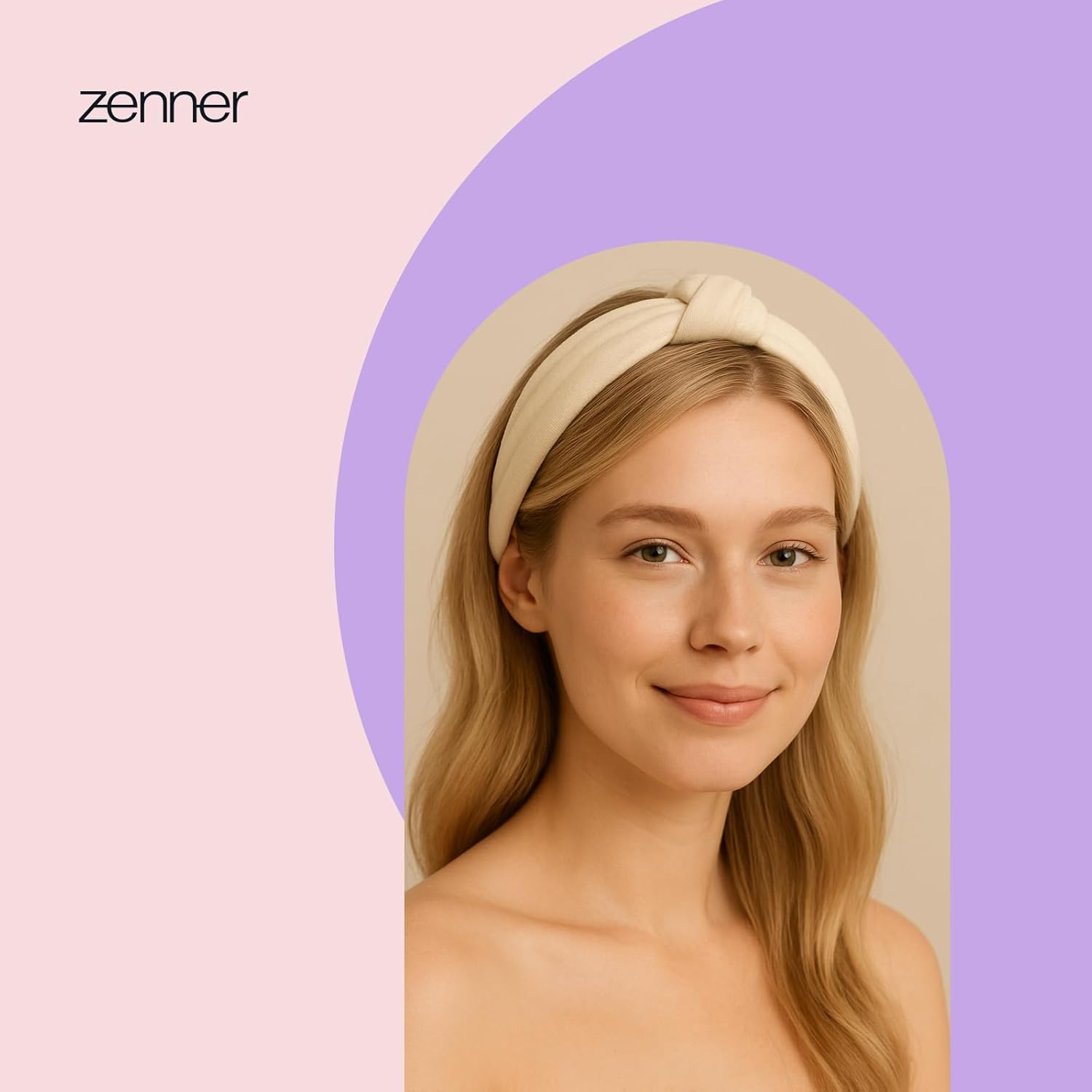 Zenner Beige Knot Headband - Soft Velvet Look and Texture Headband - Comfortable Fit for Everyday Use - Adds Subtle Elegance and Stylish Accents