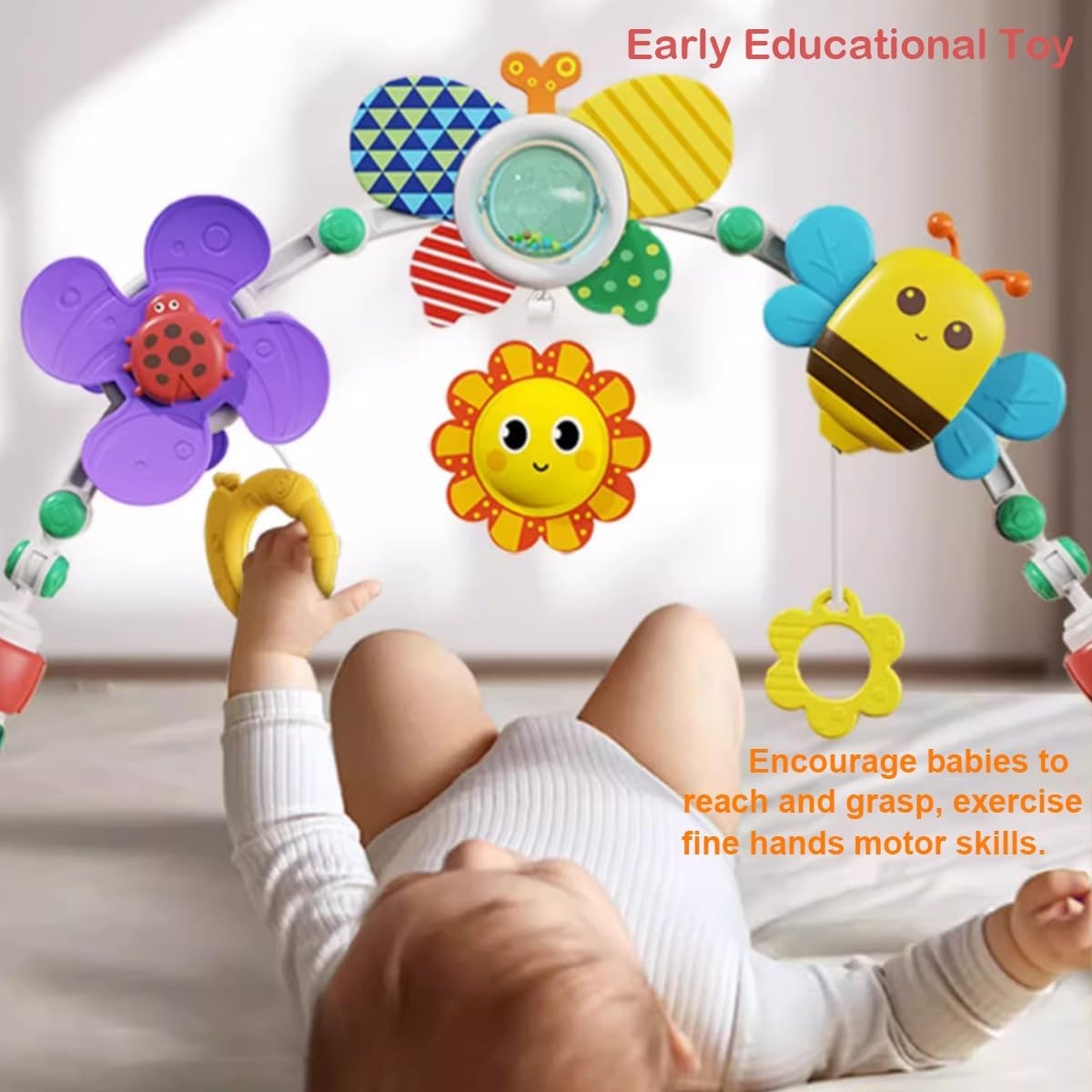 Baby Hanging Stroller Play Arch Toy, Crib Accessory and Car Seat Activity Mobile Adjustable Arch Toys with Animals, Travel Sensory Crib Toy for Babies Boys and Girls image number 6