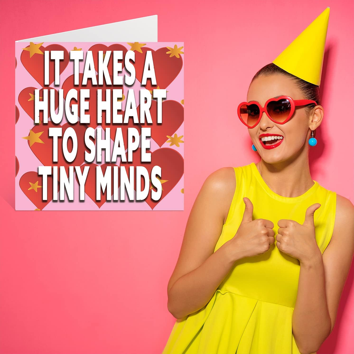 Teacher Thank You Cards - Huge Hearts Shape Tiny Minds - Thank You Cards for Teacher Her or Him, Heartfelt Teacher Appreciation Card, 145Mm X 145Mm Thank You Greeting Cards for Teachers Gifts