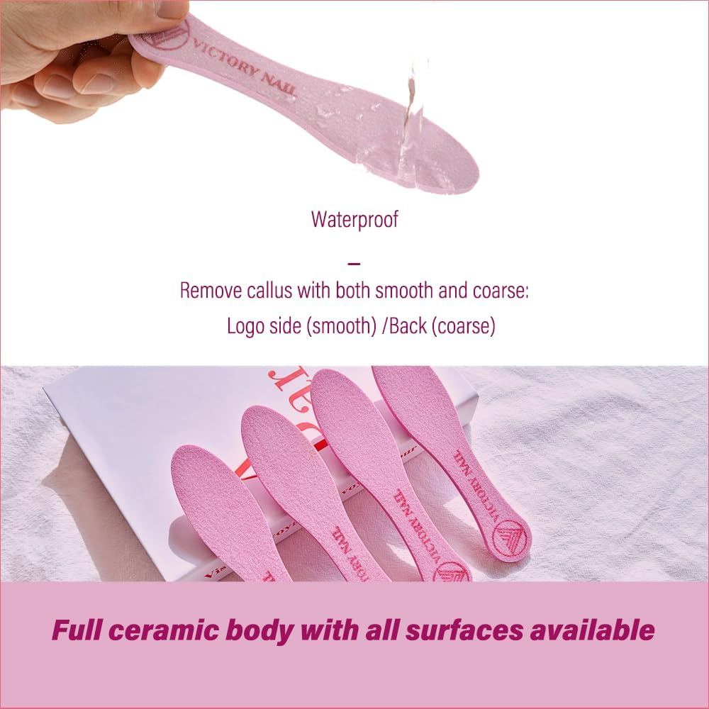 VICTORY NAIL 1PCS Medium and Rough Grit Ceramic Pink Foot File Double-Sided Callus Removal image number 2