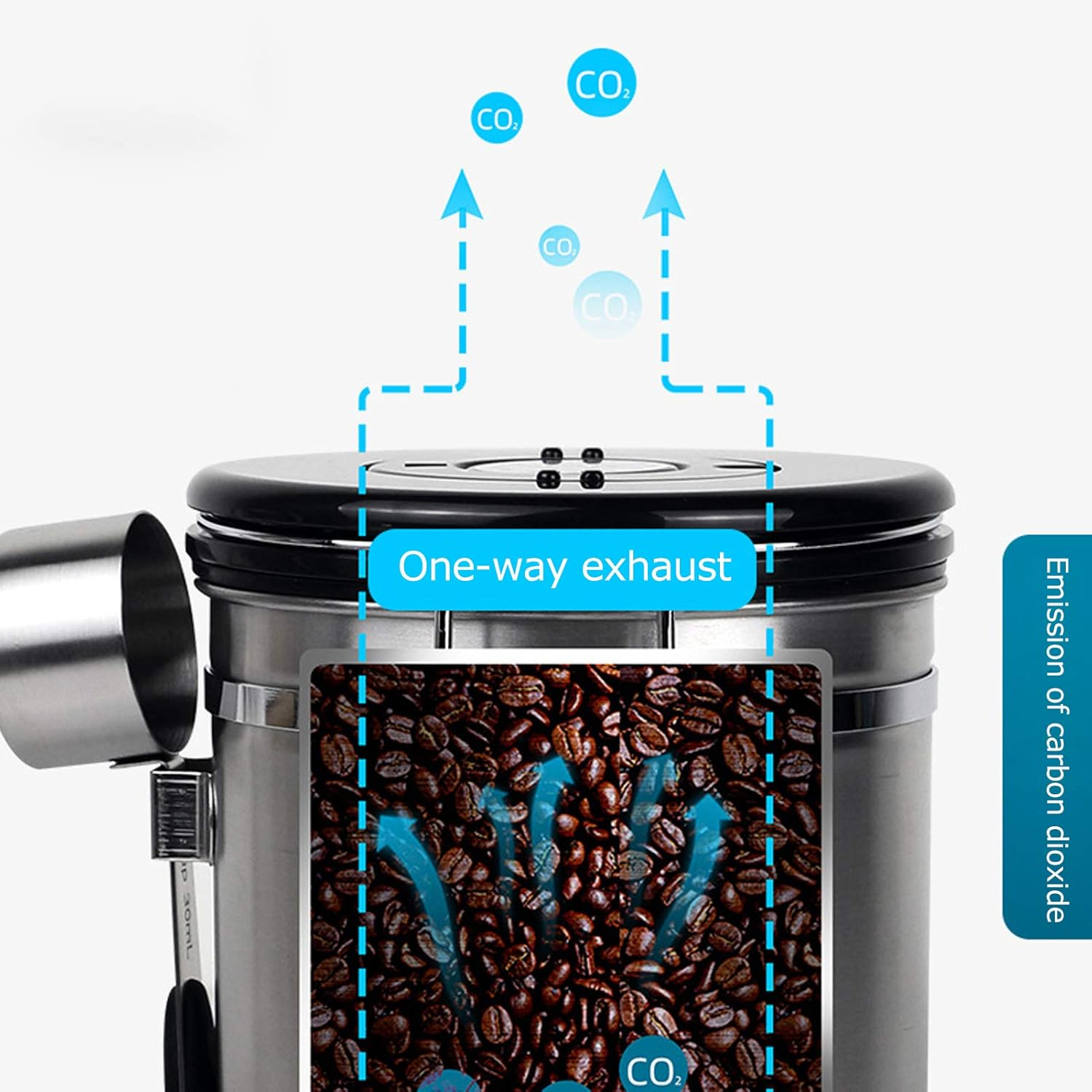 Coffee Bean Storage Container, with a Stainless Steel Coffee Spoon Portable Coffee Bean Canister, Dried Fruits for Coffee Beans Home Tea Leaves image number 3