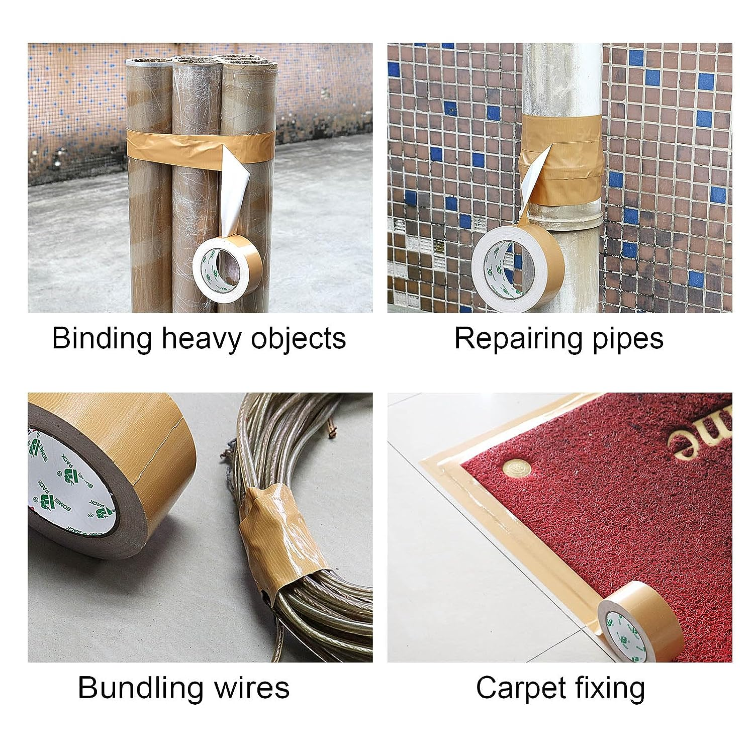 Heavy Duty Brown Duct Tape, Multi-Use Easy Tear Gaffer Waterproof Cloth Tape for Repairing, Maintenance and Industrial Use, 1.88 Inch X 32.8 Yards, 9 Mil Thick, 1 Roll, BOMEI PACK image number 5