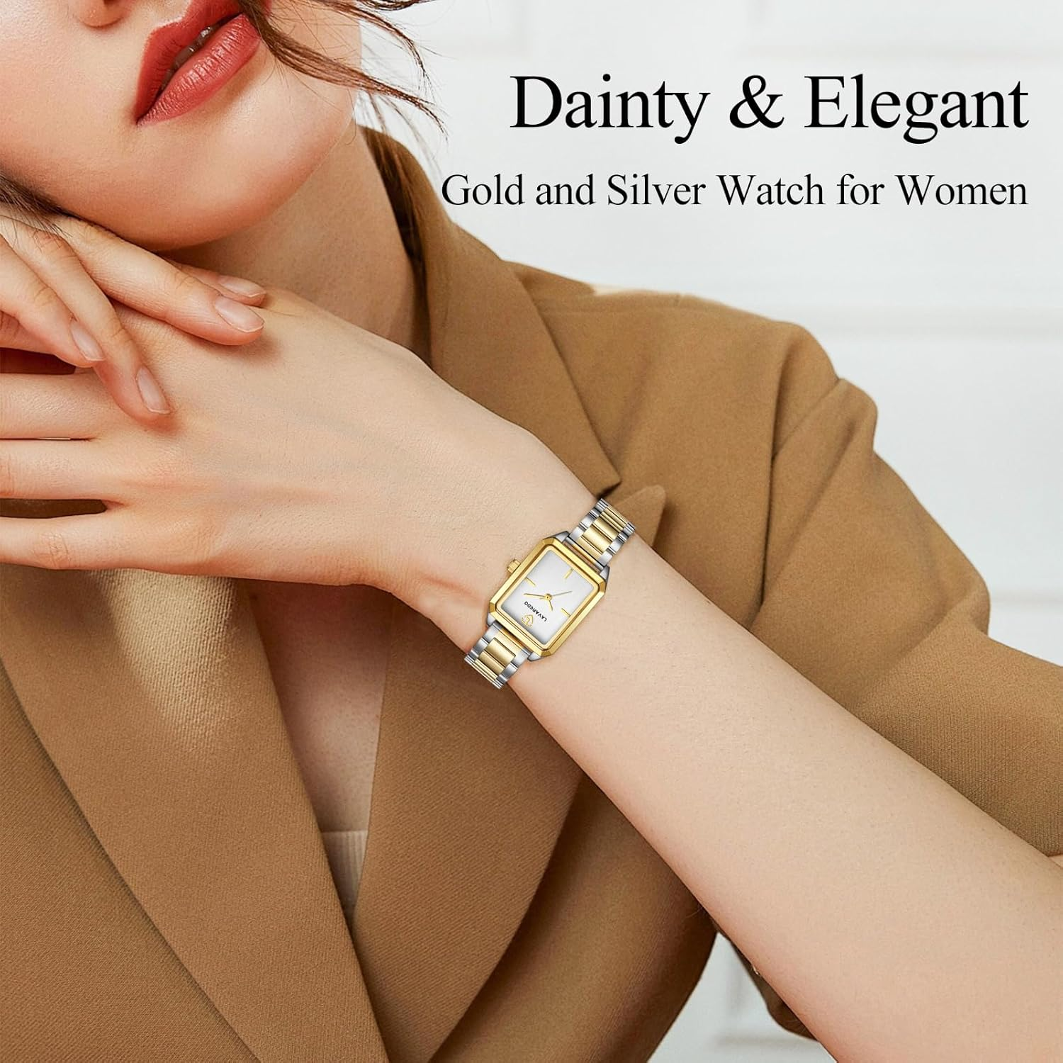 Gold Watches for Women, Dainty Womens Watch, Luxury Ladies Wrist Watches with Stainless Steel & Japanese Quartz Movement, Daily Waterproof Watches, a Great Women - 03-Goldblack image number 4